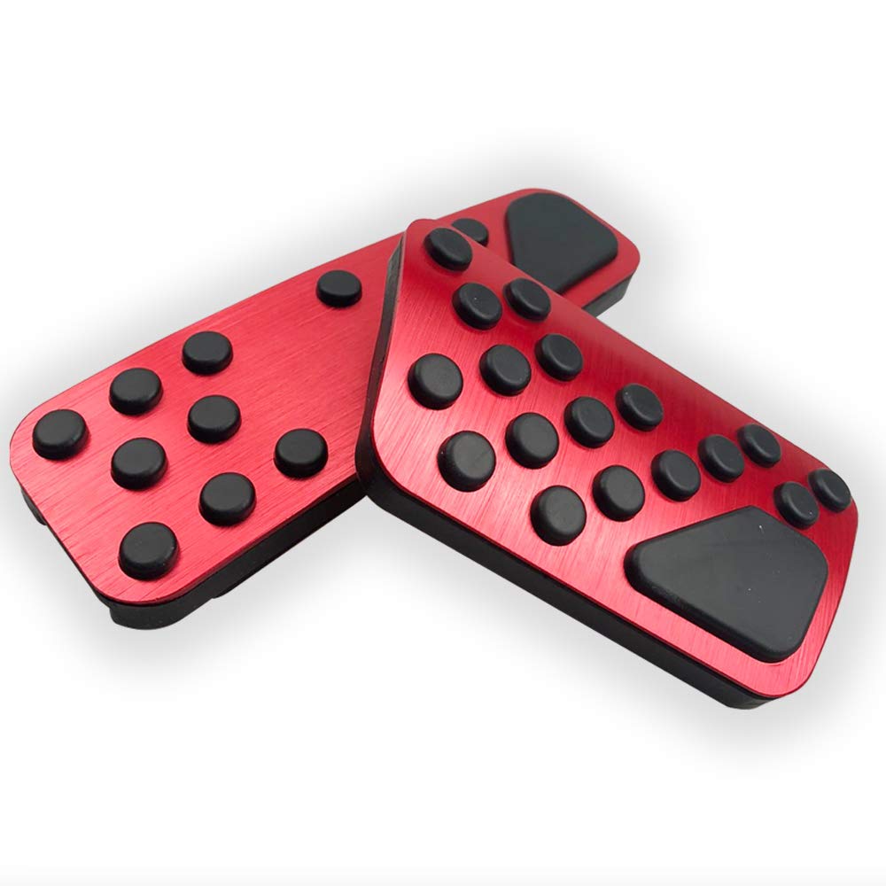 Anti-Slip Aluminum Brake Pedal Covers for Dodge Charger Challenger Chrysler 300 (2009-2023) - 2PC No Drill Performance Pedal Pad Kit - Red | Enhance Driving Safety & Comfort for Sports Cars & Daily Commute