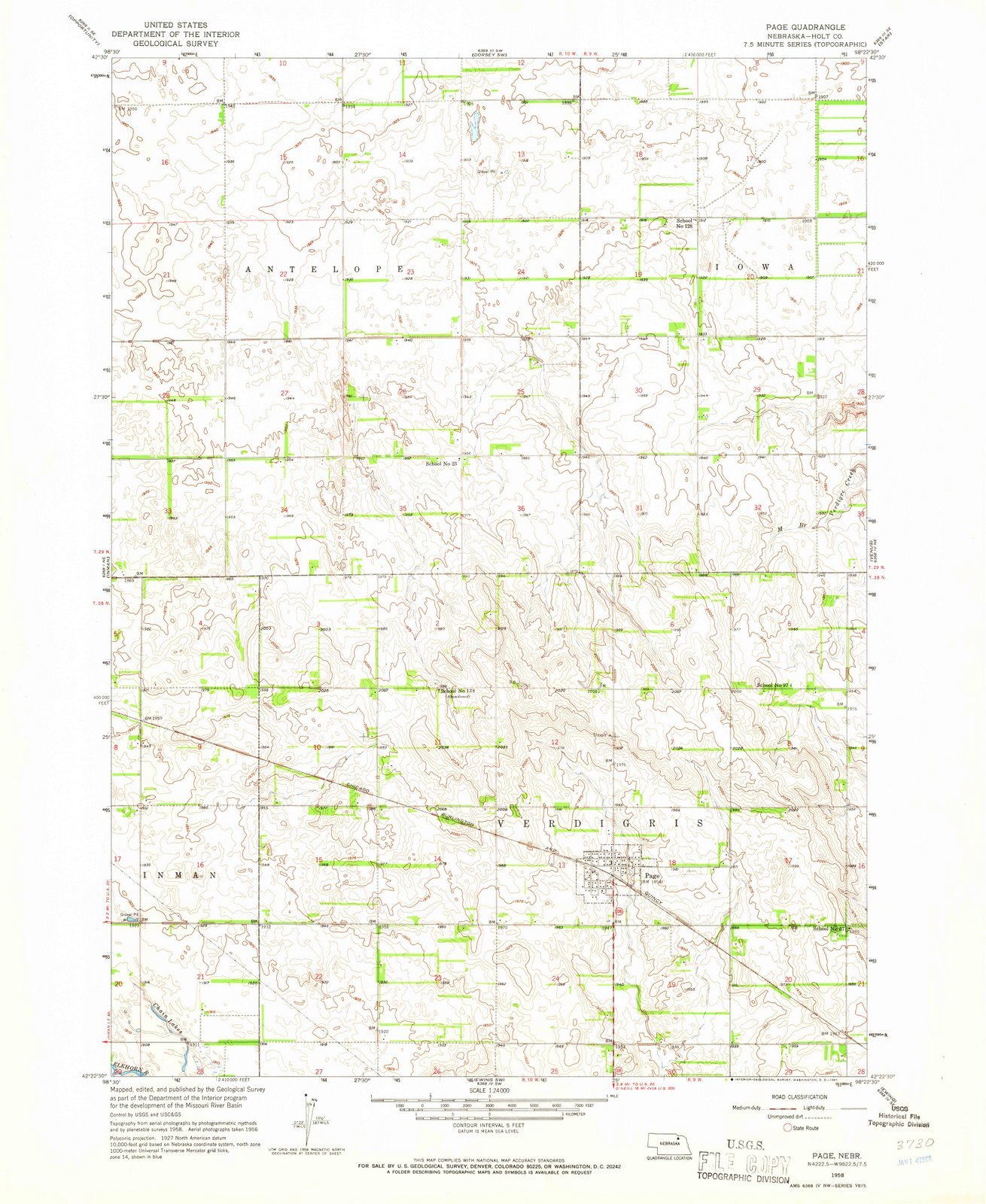 1958 Nebraska USGS Historical Topographic Wall Map - 44x55 Inch Vintage Page NE Poster - Perfect for Home Decor, Office & Classroom Wall Art