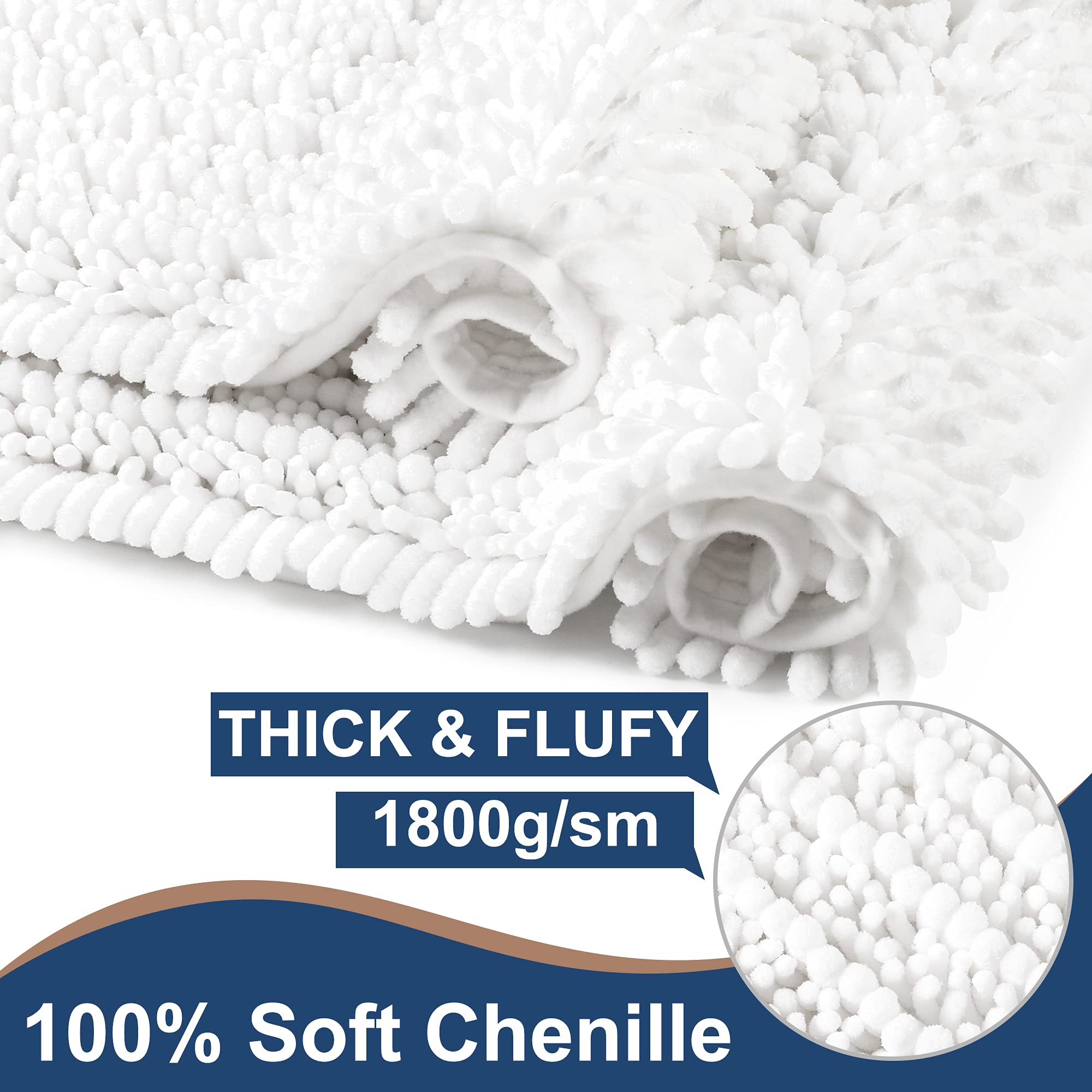 **FLOLEOPA Soft Plush Microfiber Bathroom Rugs - Ultra Absorbent, Non-Slip, Machine Washable Bath Mats for Tub, Shower & Bathroom Floor (20x32 Inches, White) - Perfect for Cozy Bathrooms & Spa-Like Comfort**