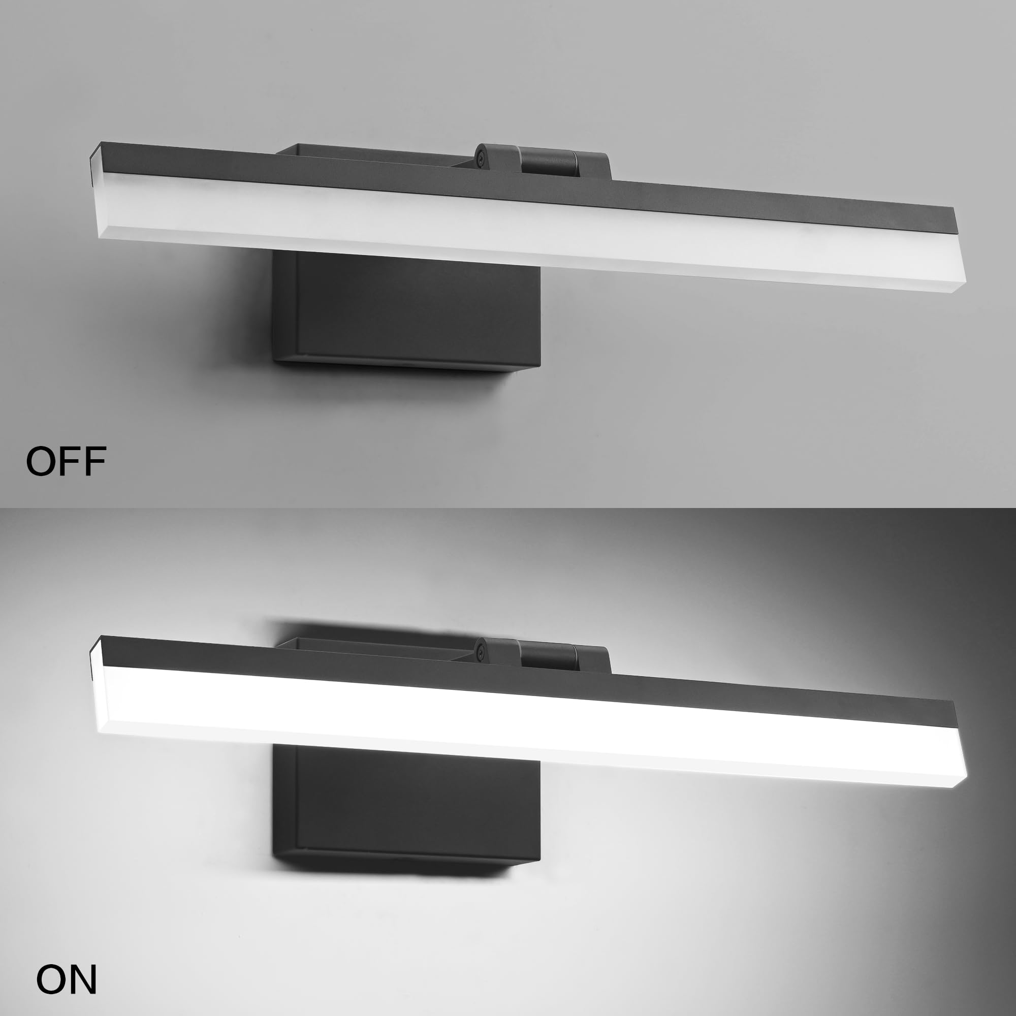 SOLFART 18 Inch Black LED Vanity Light Fixture - 3 Color Temperature Dimmable Modern Bathroom Lighting for Mirror | Perfect for Bathroom, Powder Room & Dressing Area Illumination
