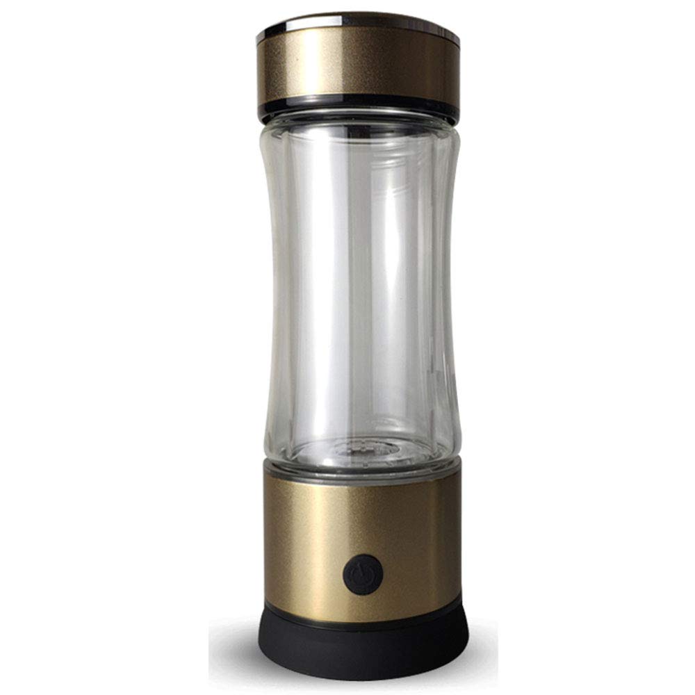 Premium Alkaline Hydrogen Water Bottle with SPE PEM Dual Chamber Technology - Fast 3-Min Hydrogen Generation (1540PPB, 380ml) & Gas Inhaler - Gold    Perfect for Hydration, Detox, and Wellness - Ideal for Gym, Travel, and Daily Use