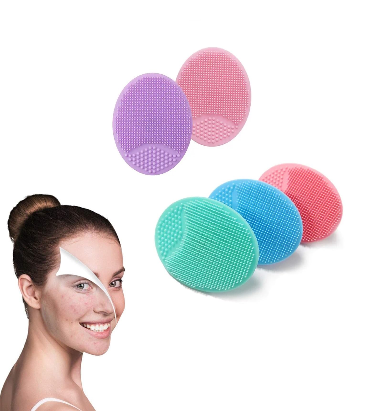 MobFest® Silicone Baby Shampoo Brush & Facial Cleansing Tool - Gentle Exfoliator for Blackhead Removal, Skin Care & Deep Cleansing (6-Pack, Multicolor) - Perfect for Baby Bath Time & Daily Facial Routine