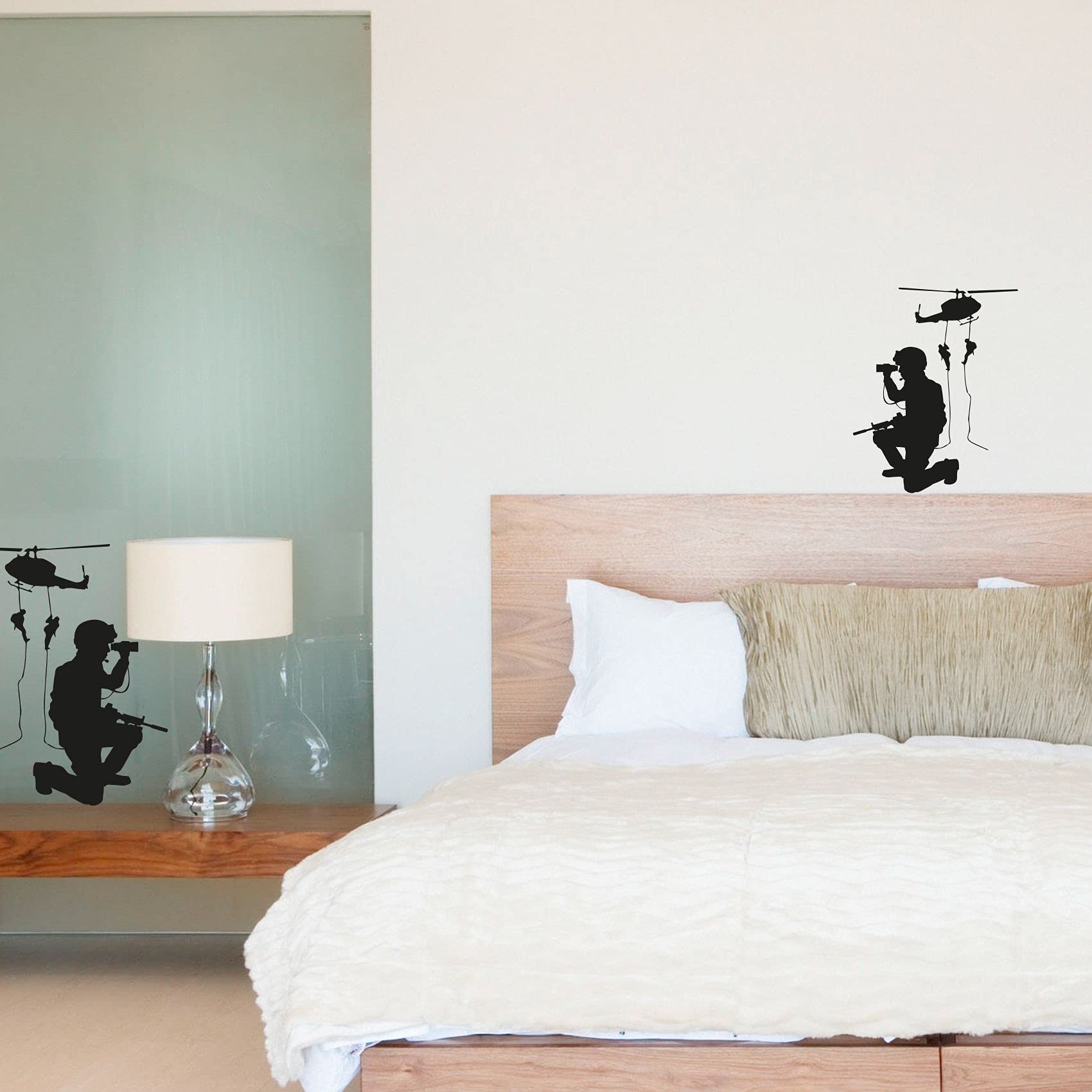 Military Helicopter Landing SWAT Team Army Men Wall Decal - 10x8 Inch Vinyl Sticker for Kids Room, Playroom, Bedroom & Home Decor - Perfect for Boys, Girls & Military Theme Lovers