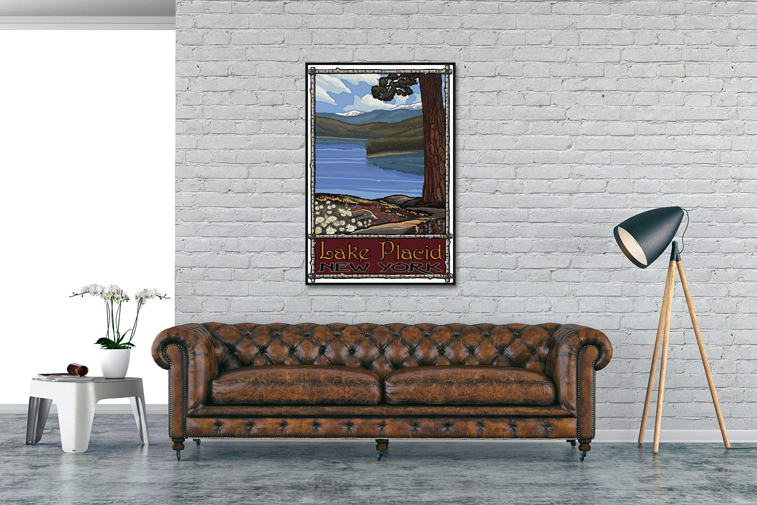 Lake Placid New York Landscape Canvas Wall Art - Professionally Framed Giclee Print 30x45 inches - Paul A. Lanquist Travel Artwork for Living Room, Bedroom & Office Decor - Nature Scenery Home Wall Decor