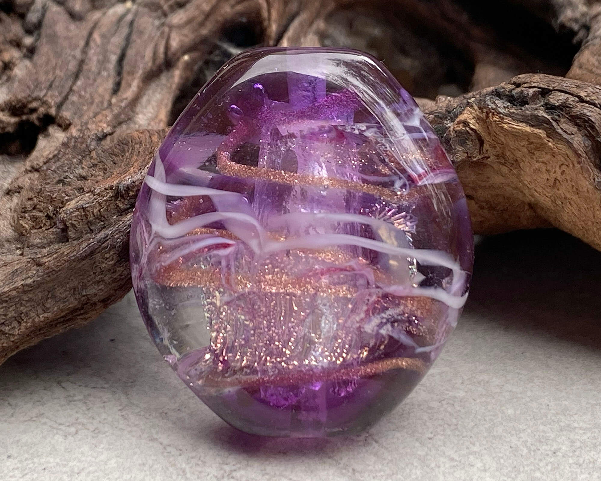 Handmade Purple Shimmer Lampwork Glass Focal Bead for Jewelry Making - Perfect for Necklaces, Bracelets & DIY Craft Projects