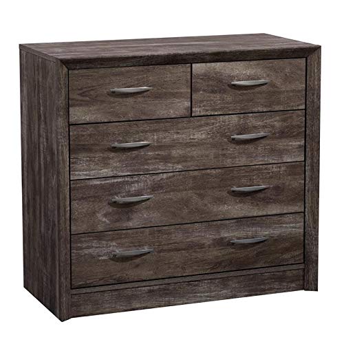 BOWERY HILL 5-Drawer Gray Dresser - Modern Bedroom Storage Furniture for Home Organization & Closet Space Saving