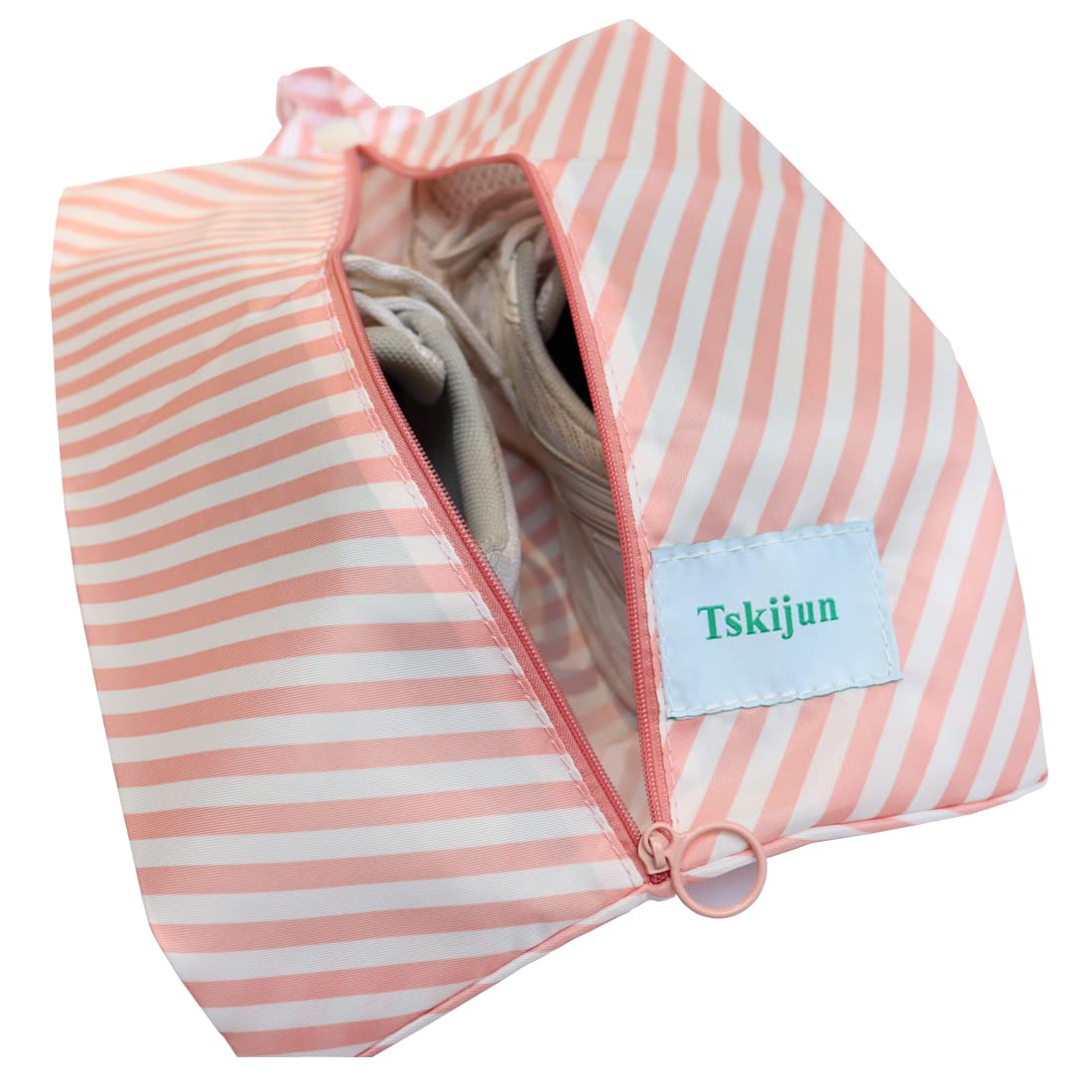 Waterproof Shoe Storage Bag - Dustproof Pink Stripe Travel Shoe Organizer with Handle & Zipper - Perfect for Gym, Golf, Sports & Travel Accessories