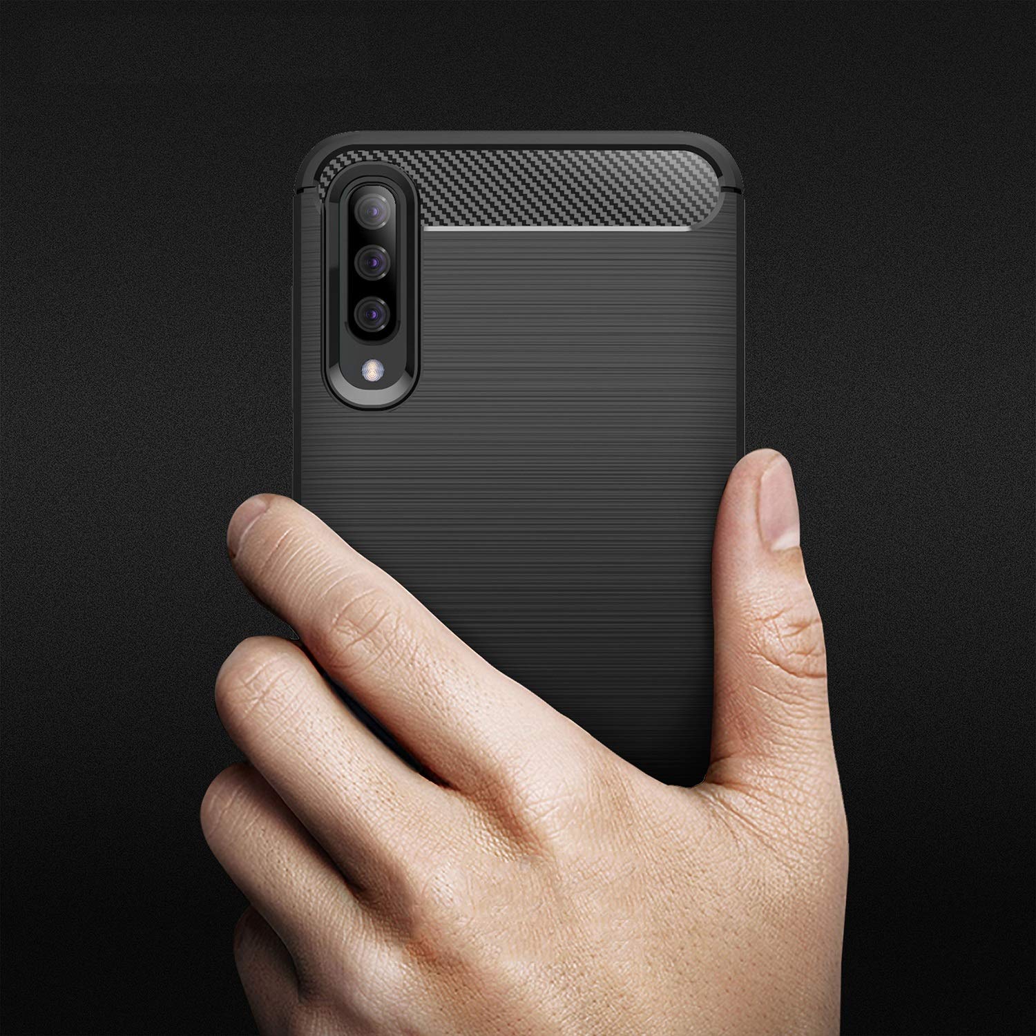 Premium Carbon Fiber Phone Case for Samsung Galaxy A50 / A50s / A30s - Slim Protective Cover with Shock Absorption - Perfect for Work, Travel & Outdoor Activities (Black)
