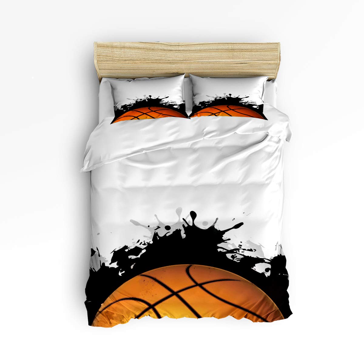 TweetyBed Queen Size 4-Piece Basketball Duvet Cover Set - Fun & Comfortable Bedding for Kids, Teens & Adults - Perfect for Kids' Rooms, Dorm Decor & Sports-Themed Bedrooms