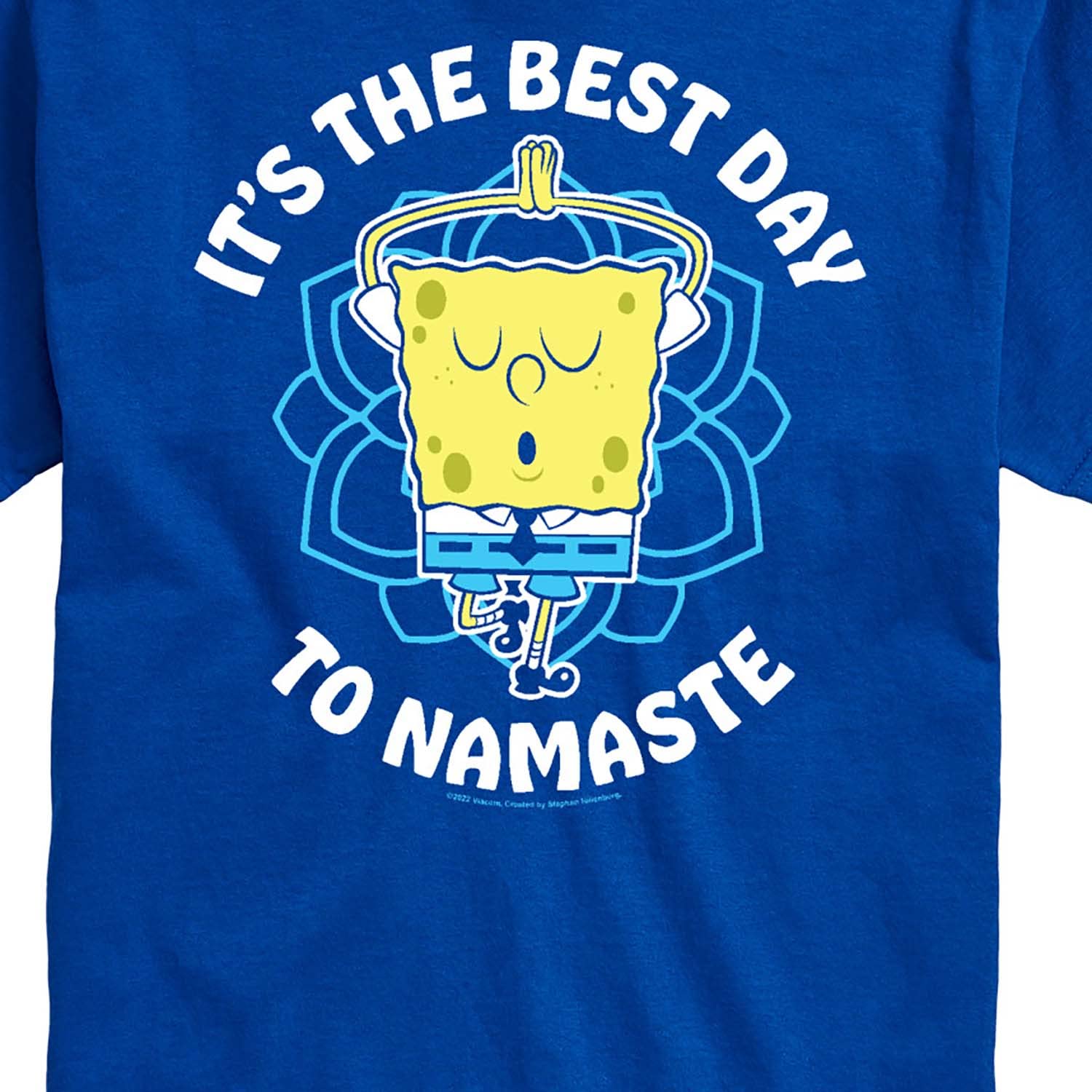 HYBRID APPAREL Spongebob Squarepants The Best Day to Namaste Men's Graphic T-Shirt - Funny Cartoon Yoga Inspired Tee for Casual Wear, Gifts & Beach Outfits
