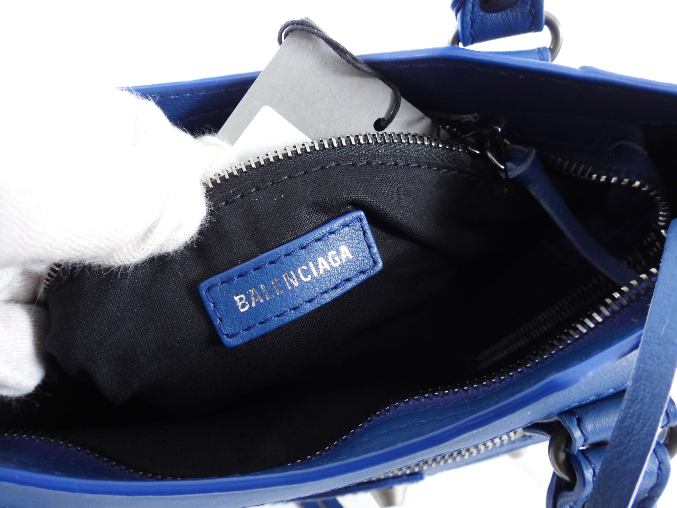 Balenciaga Mini City Bag in Dark Blue with Silver Hardware - Stylish Crossbody Purse for Women, Perfect for Everyday Use and Travel
