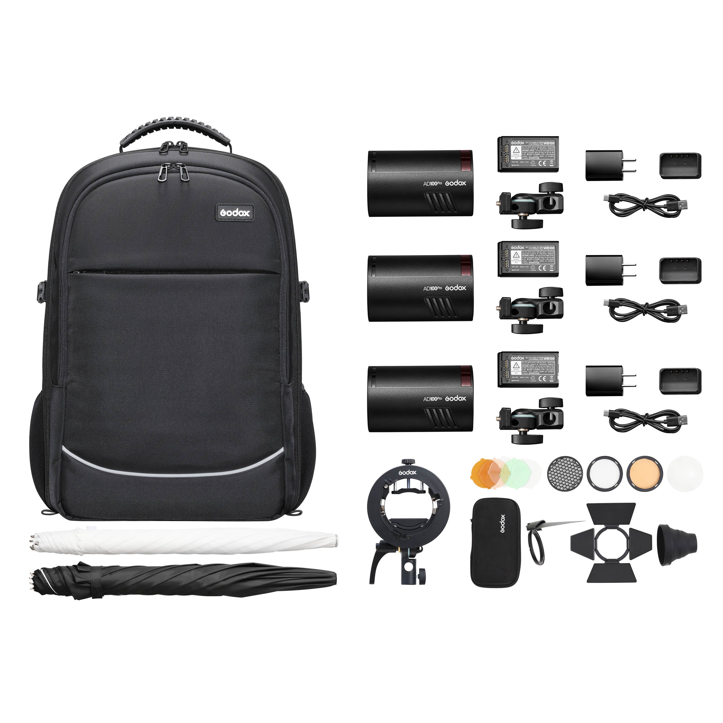 AD100PRO Pocket Flash 3-Head Portable Lighting Kit for Photography, YouTube Videos & Content Creation - Compact & Powerful LED Light for On-the-Go Shooting