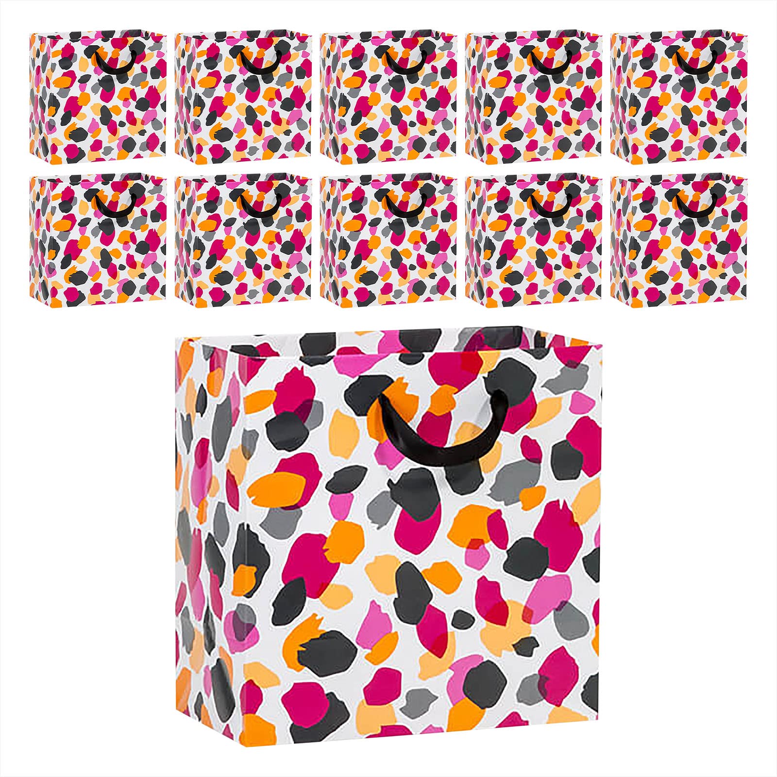 Jungle Spots Animal Print Paper Gift Bags - 6.5x5x6.5 Small Party Favor Bags (10 Pack) for Birthday, Baby Shower & Wedding Favors | Eco-Friendly Gift Packaging