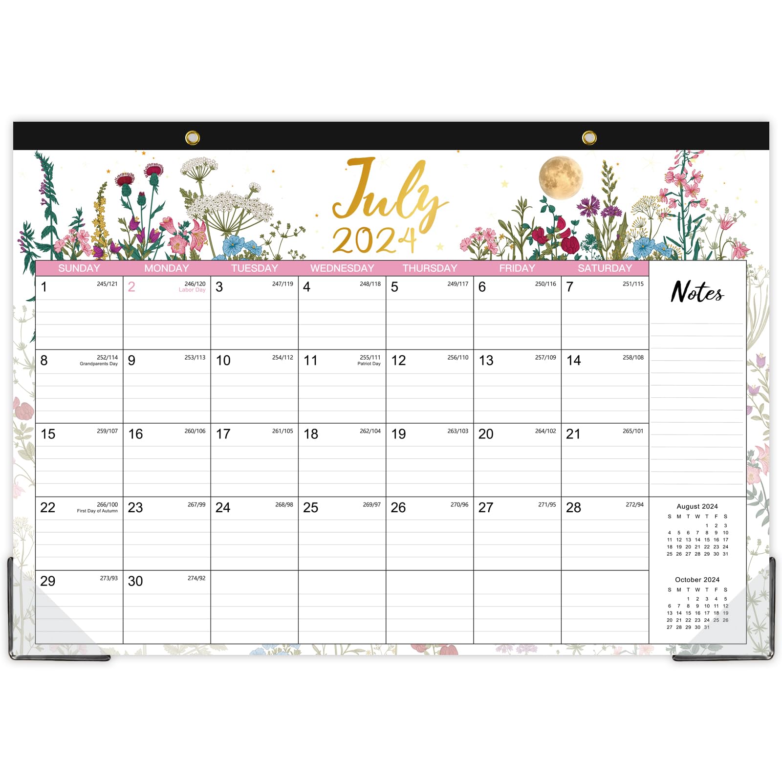 2024-2025 18-Month Wall & Desk Calendar | July 2024 to December 2025 | 16.8 x 12 Inch Large Format | Premium Thick Paper with Corner Protectors | Floral Moon Design | Perfect for Office, Home & School Planning