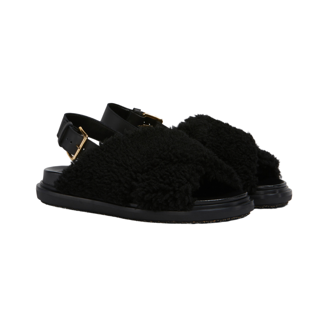Women's Shearling Criss Cross Sandals - Cozy Winter Slippers for Home & Outdoor Comfort