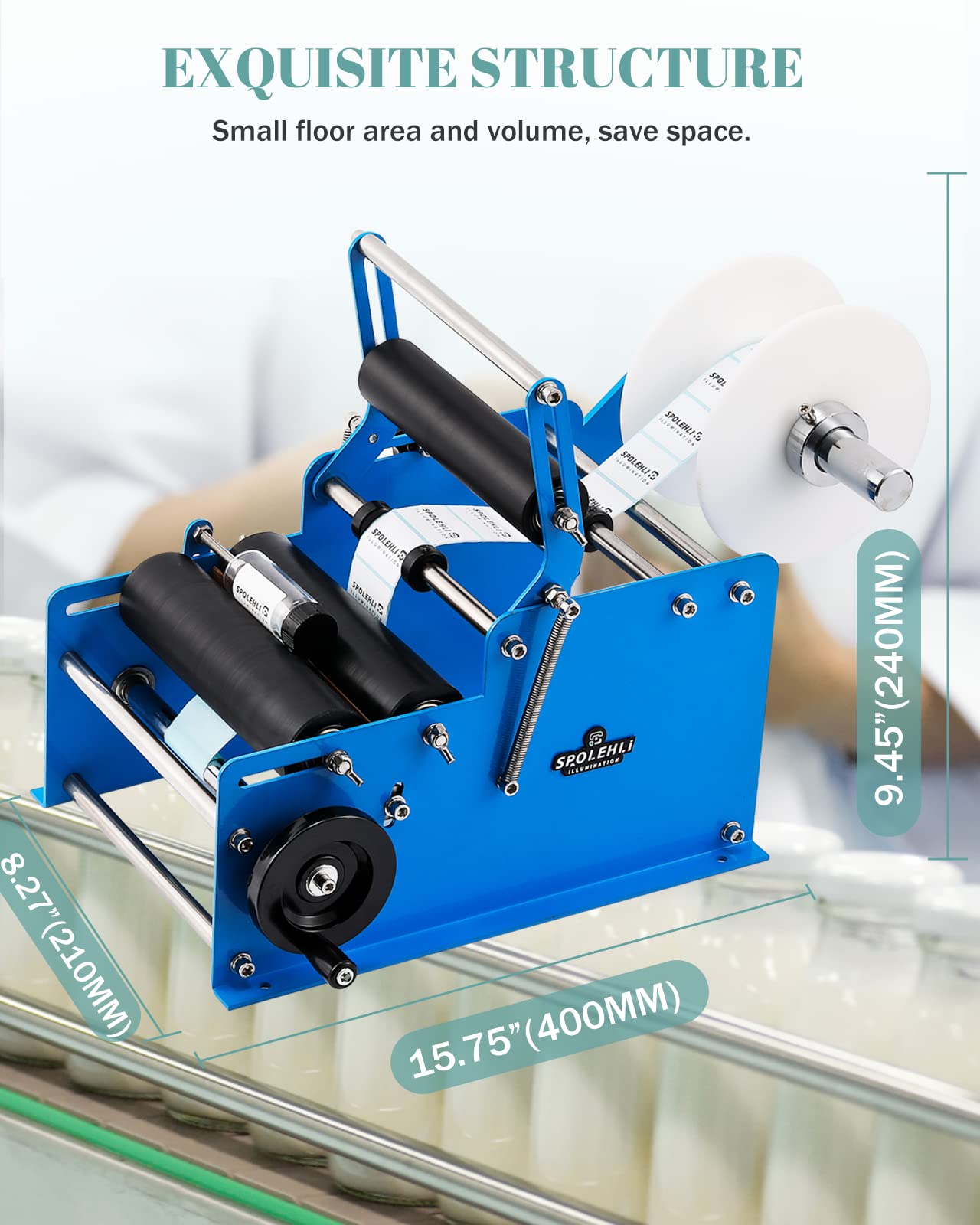 Manual Swing Arm Bottle Labeling Machine - Adjustable Self-Adhesive Label Applicator for Round Bottles (0.6-4.7