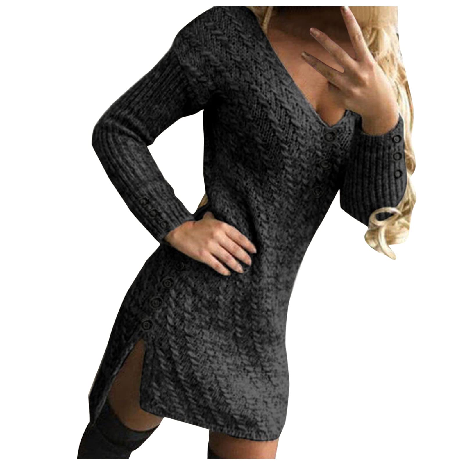 Women's Long Sleeve Turtleneck Knit Sweater Dress - Sexy A-Line Casual Dress for Plus Size Women | Perfect for Office Wear, Date Nights & Fall Outfits