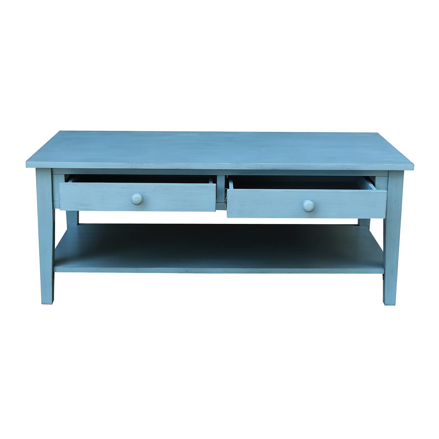 IC International Concepts Solid Wood Spencer Coffee Table - Modern Living Room Centerpiece for Home Decor & Entertainment