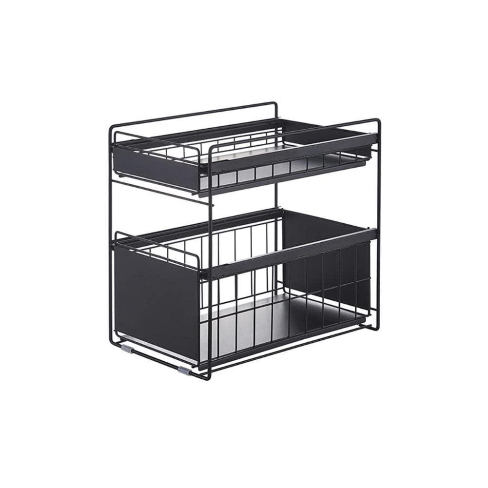 JINYISI Pull-Out Cabinet Organizer - 2 Tier Under Sink Storage Rack for Kitchen & Bathroom | Space Saving Drawer Organizer for Pots, Pans & Cleaning Supplies | Perfect for Small Spaces & Clutter-Free Homes