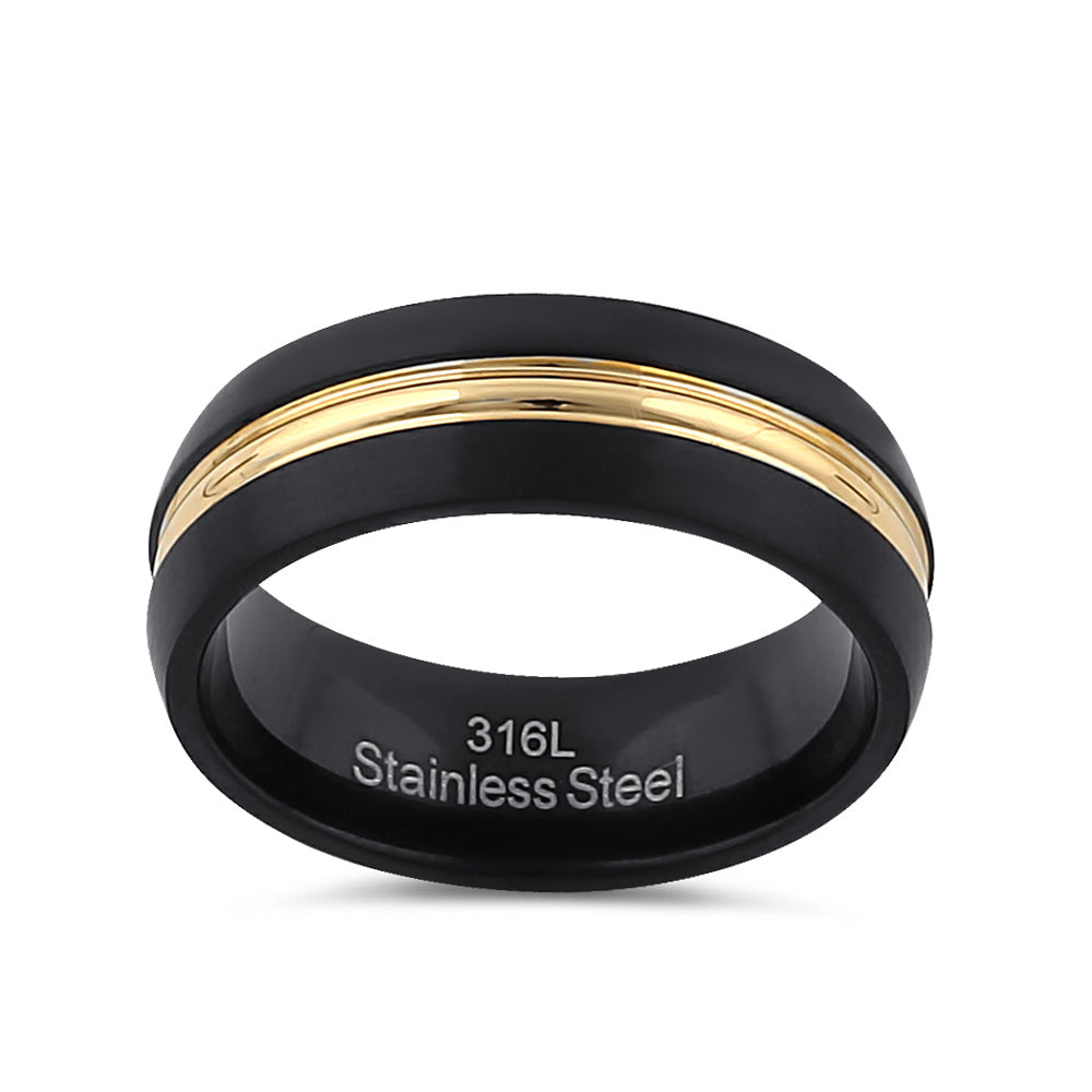 Premium Stainless Steel Black & Yellow Wedding Band for Men - Durable, Hypoallergenic Ring for Weddings, Anniversaries & Everyday Wear