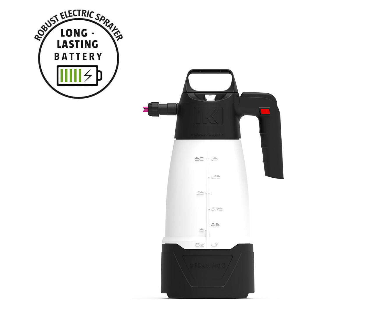iK eFoam Pro 2 Battery Powered Foam Sprayer - Adjustable Foam Applicator for Car Washing, Cleaning & Detailing | Cordless Pressure Washer Attachment for Effortless Foam Application
