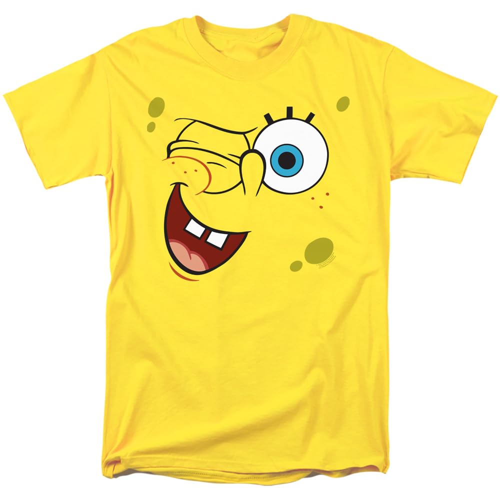 Popfunk Classic Spongebob Unisex Adult T-Shirt - Soft Cotton Graphic Tee for Men & Women - Perfect for Casual Wear, Cosplay & Spongebob Fans