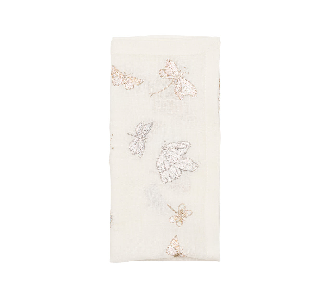 Monarch Garden Napkin Set of 4 - Elegant White & Iridescent Dinner Napkins for Fine Dining, Wedding Decor, and Upscale Events