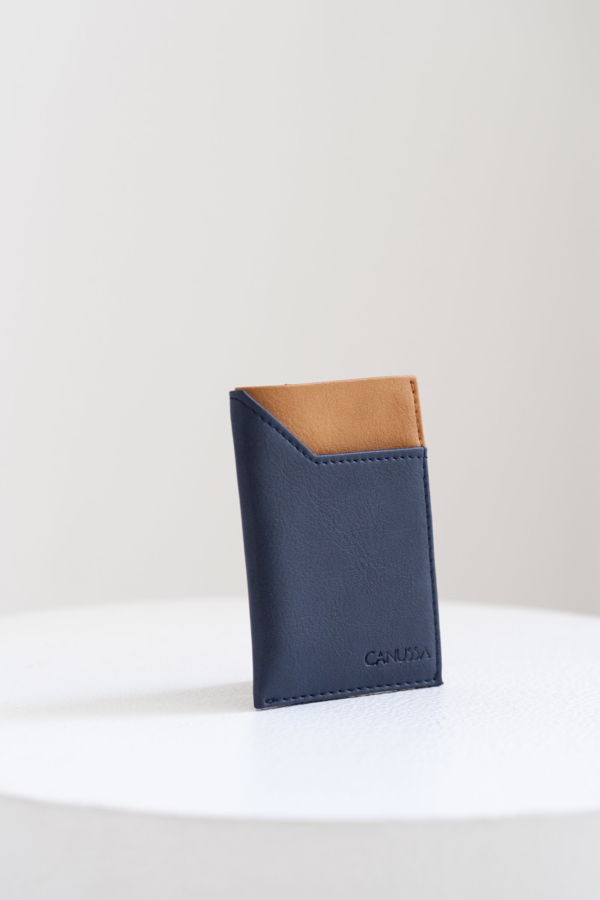 Premium Leather Cardholder Wallet for Men & Women - Slim RFID Blocking Blue & Camel Bifold Design - Perfect for Travel, Business & Everyday Use