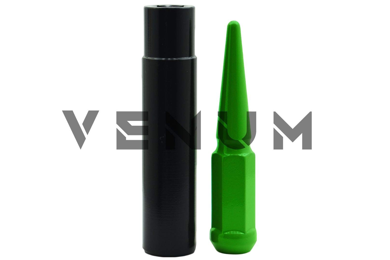 Venum 32-Pc Gloss Lime Green Spike Lug Nuts - M14x1.5 for Ford F-250/F-350 Wheels | Off-Road & Custom Car Accessories