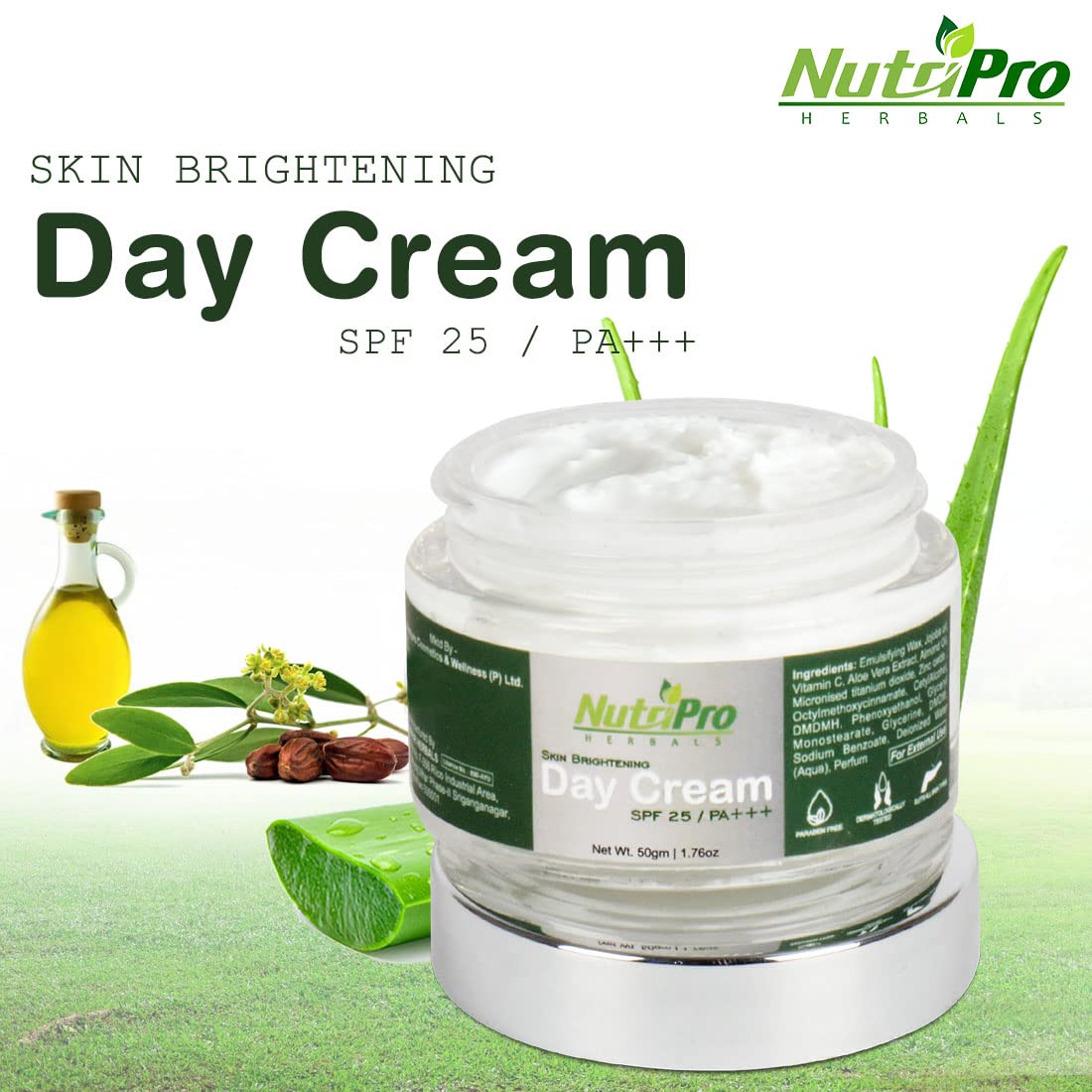 NutriPro Vitamin C Face Serum & Brightening Day Cream 80g - Hydrating & Glow Boosting with Vitamin C, Hazel & Aloe Vera | Silicone-Free, Paraben-Free | Perfect for Daily Skincare & Dull Skin Revival