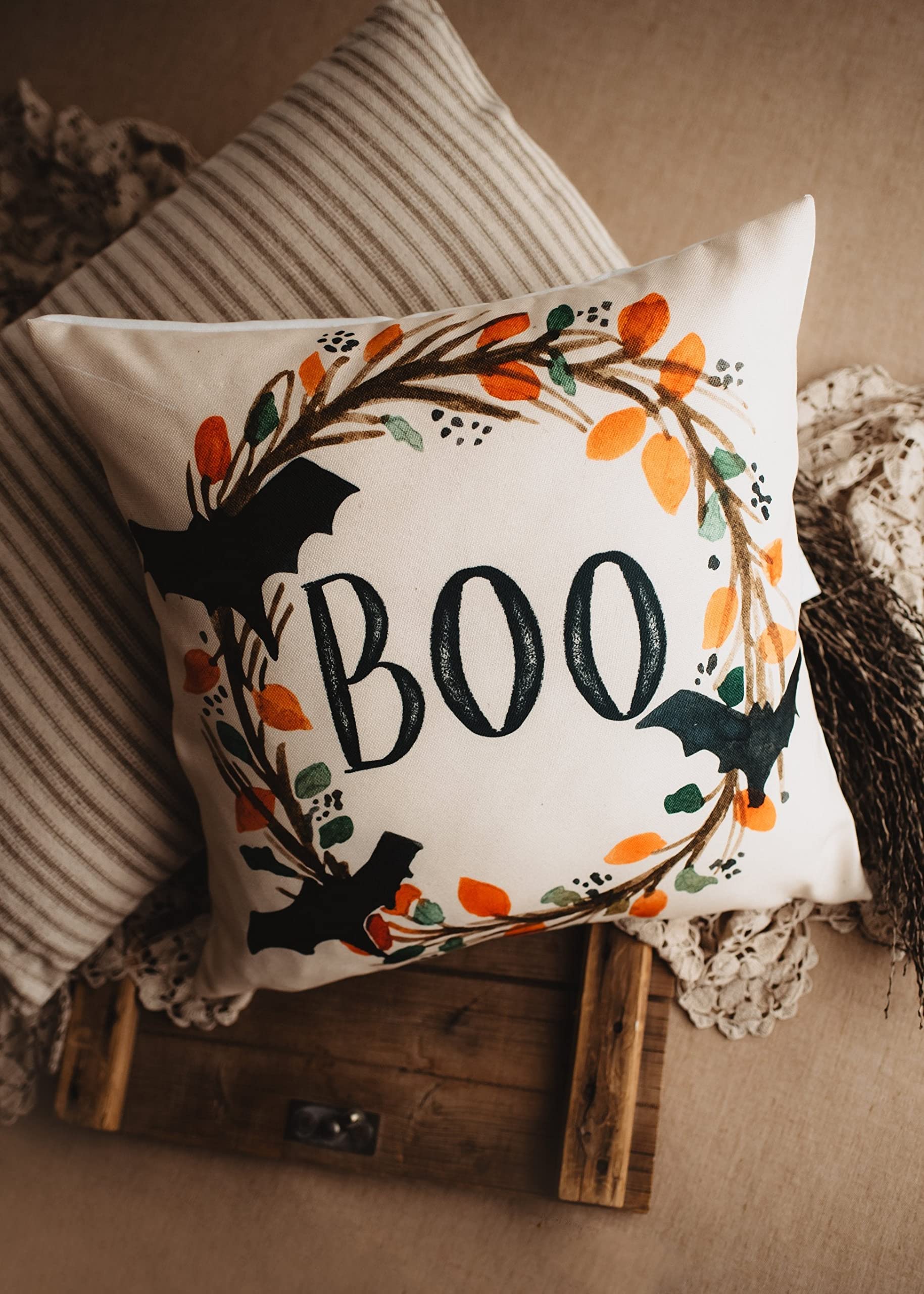Halloween Trick or Treat Candy Pillow Cover | Spooky Fall Decor Cushion Case | Decorative Sofa & Room Pillow | Perfect Gift for Women | Cozy Home Decor for Halloween Parties & Autumn Living Rooms