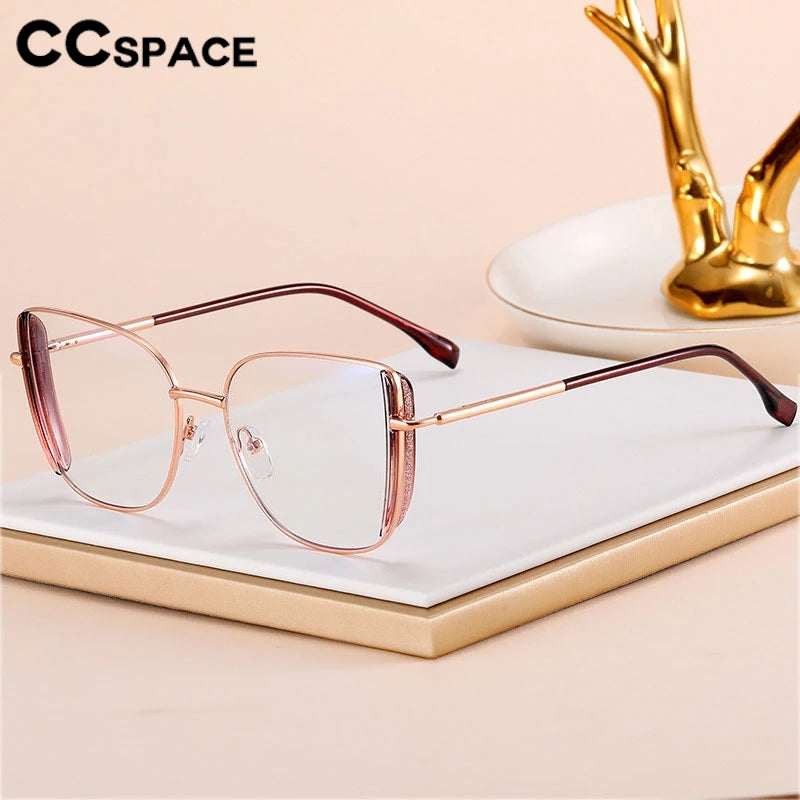CCspace Women's Full Rim Square TR90 Titanium Eyeglasses - Lightweight & Durable Frame for Work, Reading & Daily Use (Model 300377)