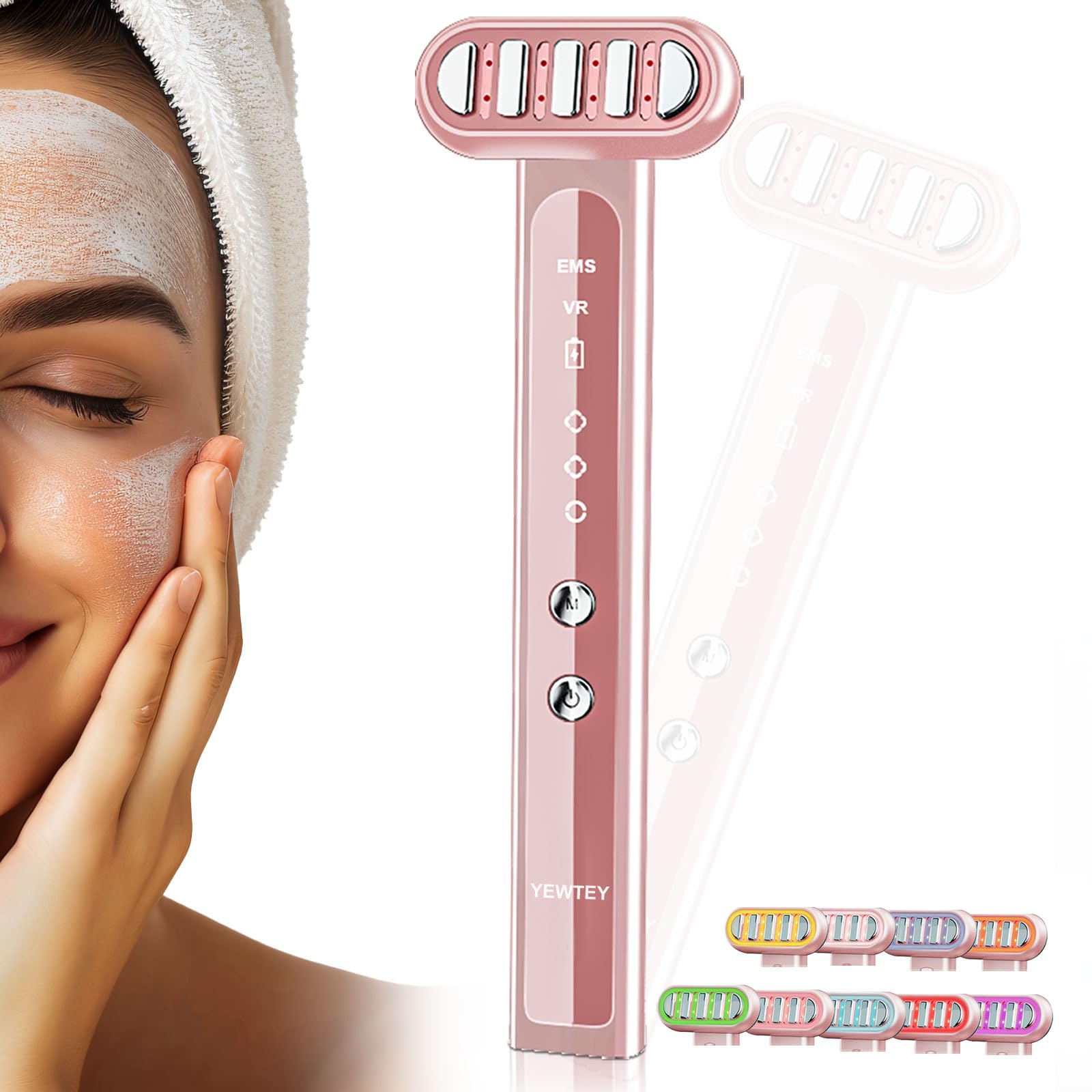 2024 Upgraded Red Light Therapy Wand for Face, Eyes & Neck - 9 Color Rechargeable LED Skin Rejuvenation Device, Portable Facial Massager for Wrinkle Reduction & Collagen Boost | Perfect for Home Spa, Anti-Aging Routine & Professional Skincare (Pink)