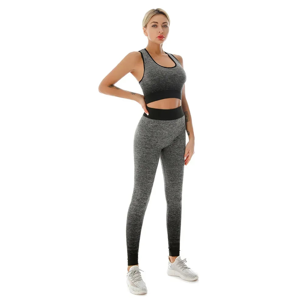 2-Piece Women's Yoga Outfit Set - Stretchy Sports Bra & High-Waisted Workout Leggings for Fitness, Running & Gym | Comfortable Elastic Yoga Suit for Women | Perfect for Yoga, Pilates & Home Workouts