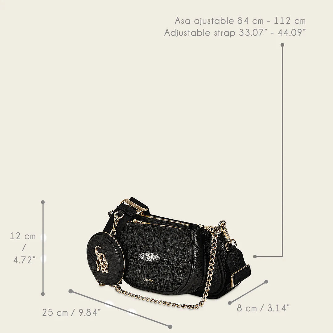 BOD66MA Women's Cuadra Black Fashion Stingray Crossbody Bag - Stylish & Durable for Everyday Use, Travel, and Special Occasions