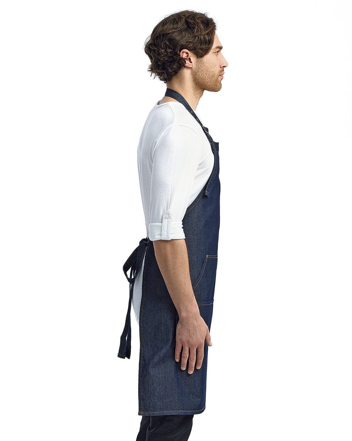 Reprime RP126 Unisex Denim Bib Apron - Artisan Collection, Durable Stitched Jeans Workwear for Cooking, Gardening & DIY Projects