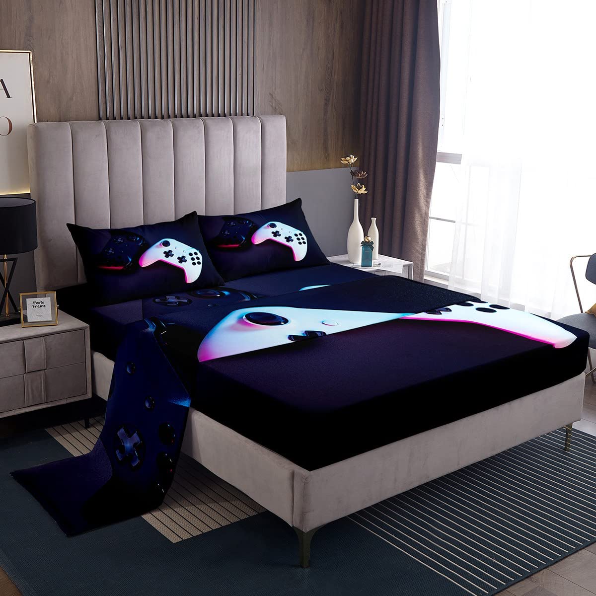 Feelyou Queen Size Gaming Bedding Set for Boys & Teens - Breathable Video Game Bed Cover with Deep Pockets - Perfect for Game Rooms & Teen Bedrooms