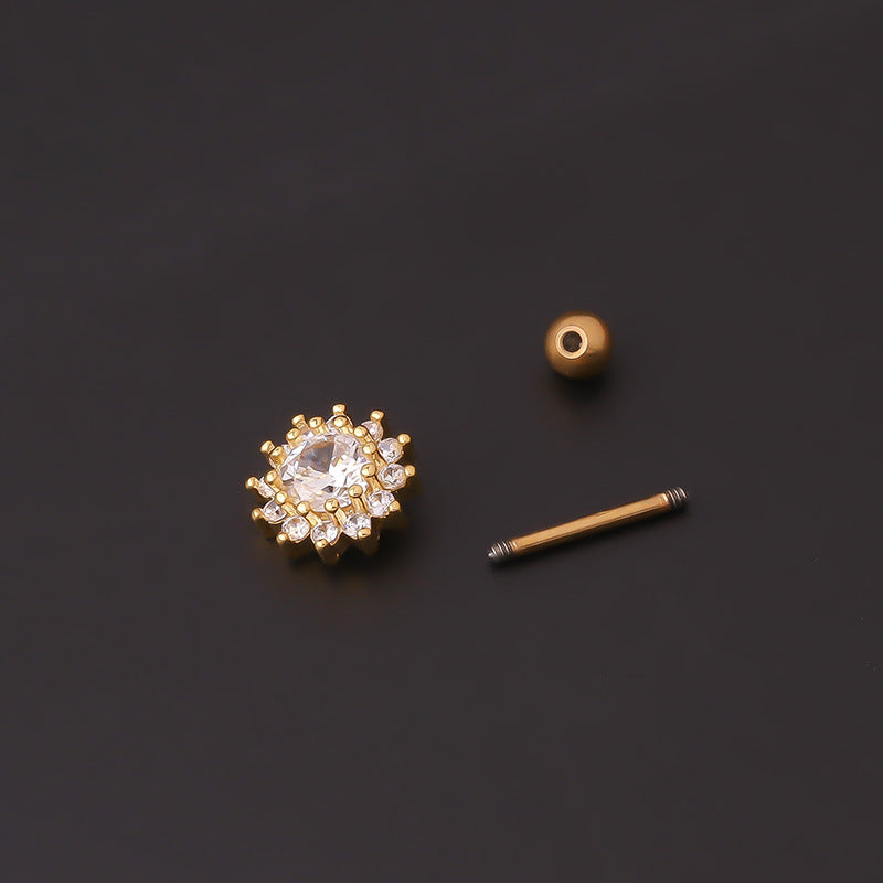 20G Cartilage Tiny Stud Earrings - Sunflower & Ruby Stud Earrings for Women | Perfect for Daily Wear, Parties & Gifts