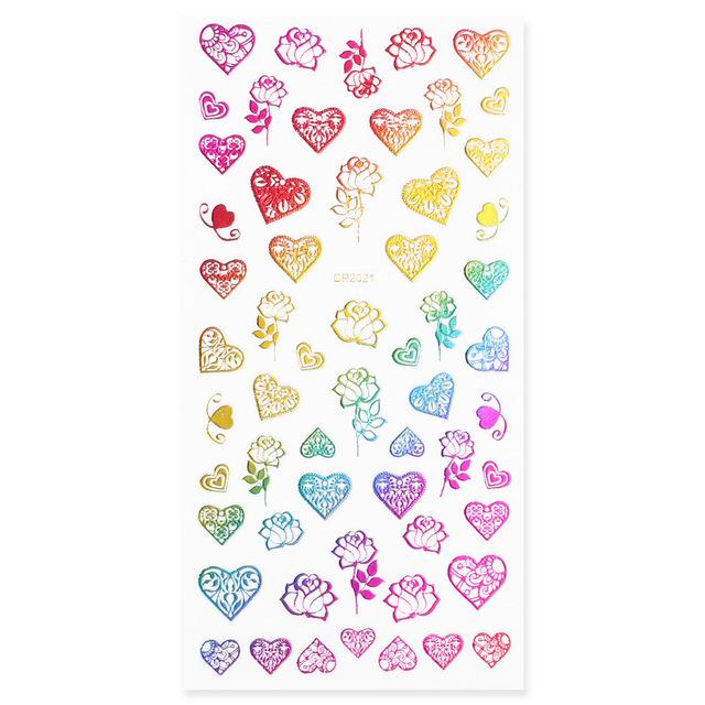 Colorful Butterfly Heart Crown Nail Art Stickers - Self-Adhesive Nail Decals for DIY Manicure, Perfect for Parties, Weddings & Special Occasions
