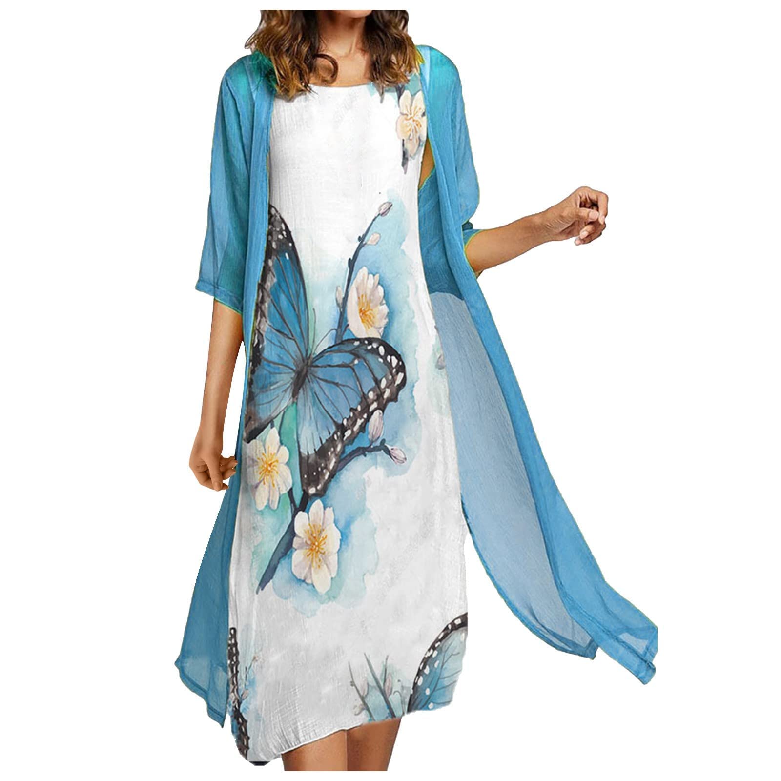 Elegant Women's Wedding Guest Midi Dress with Chiffon Cardigan 2-Piece Set - Mother of the Bride Outfit for Church Ceremonies, Receptions & Special Occasions
