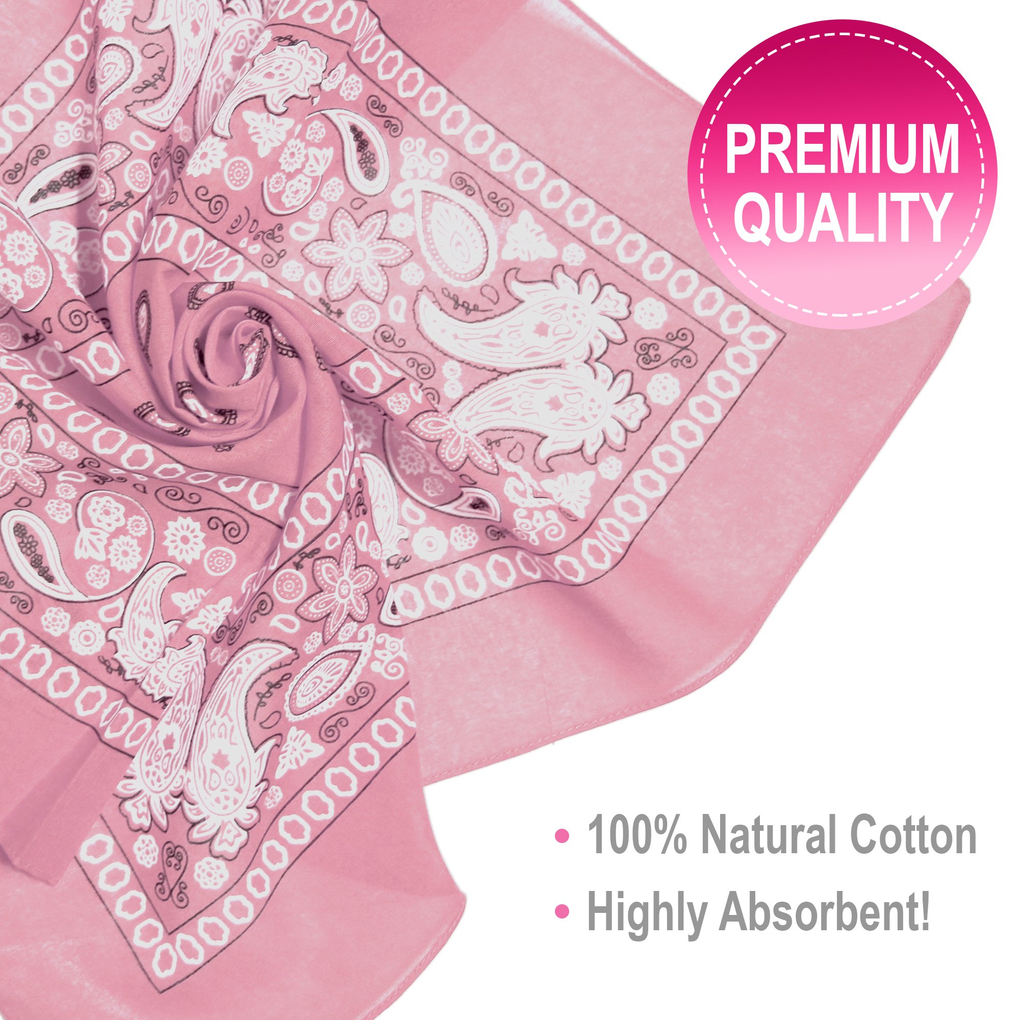 12-Pack Baby Pink & Blue Bandanas - Gender Neutral Baby Shower Decorations for Boys & Girls (Pink Paisley Design) - Perfect for Baby Showers, Birthday Parties & Photo Props