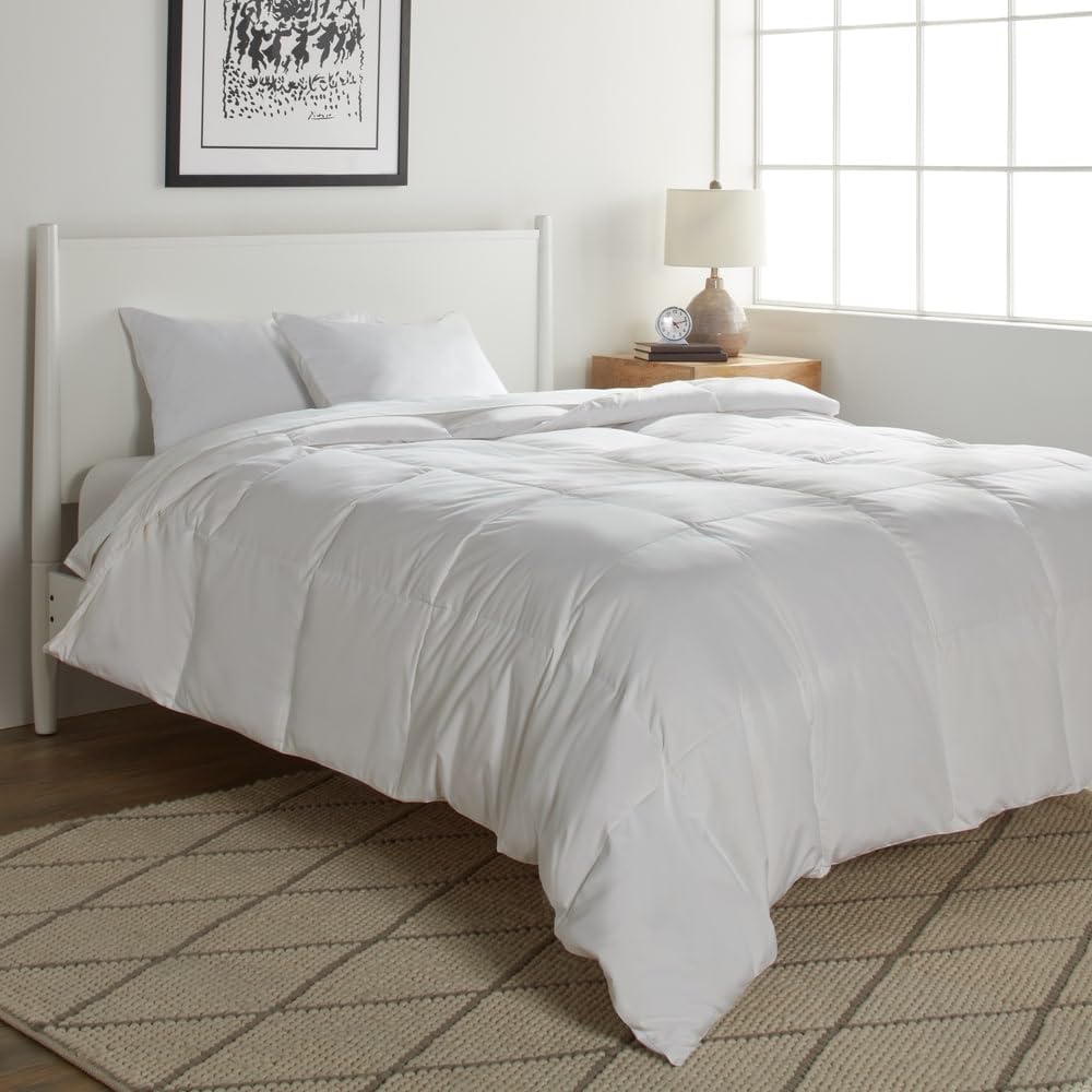 Blue Ridge Home Fashions All-Season Microfiber Feather-Blend Comforter - Twin Size, Soft & Hypoallergenic - Perfect for Bedrooms, Guest Rooms & Dorm Rooms