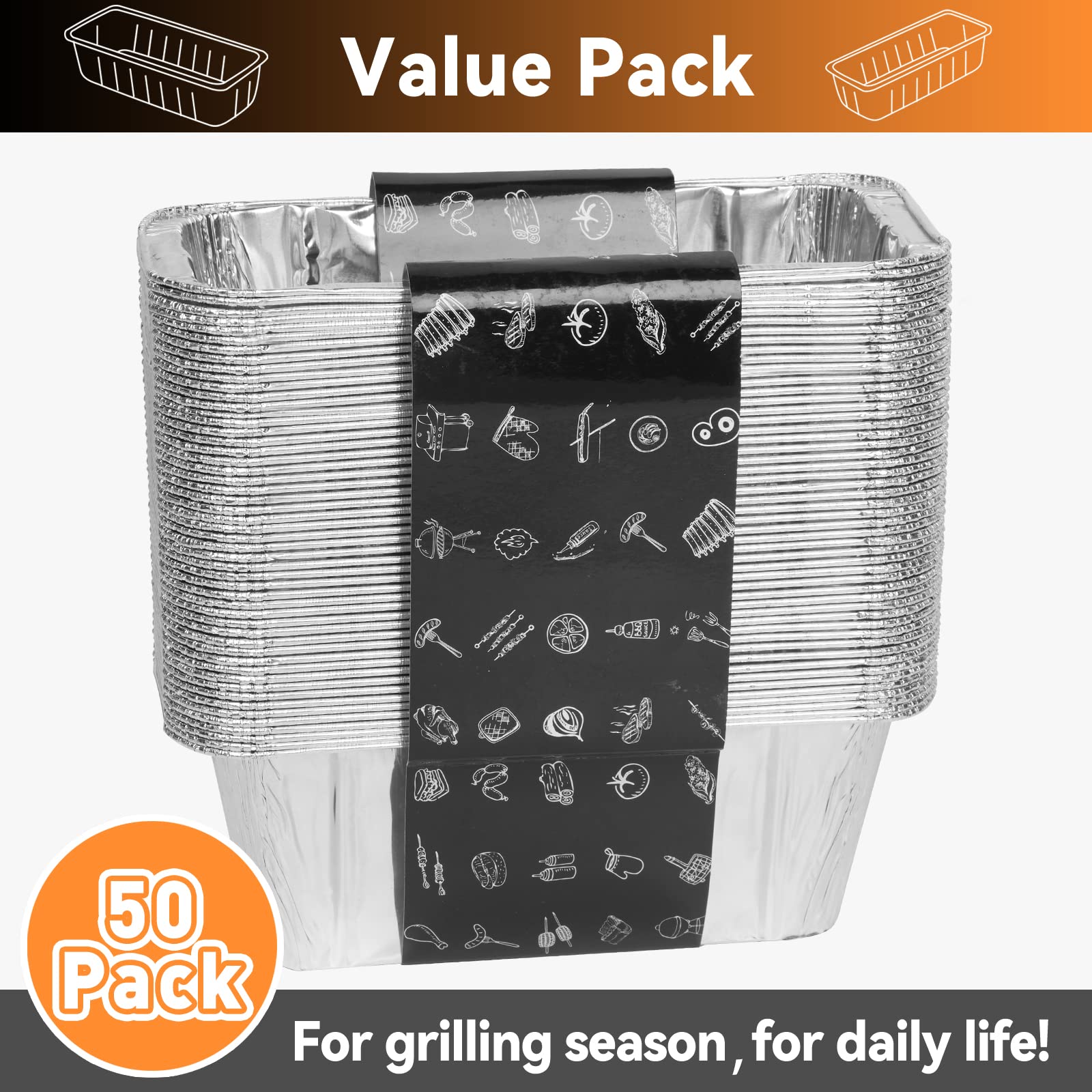 SHINESTAR 50-Pack Disposable Grease Cup Liners for Blackstone Griddle 17, 22, 28, 30, 36 Inch - Aluminum Foil Drip Pans 8 x 3.7 Inch (Model 5017) - Perfect for Outdoor Cooking, Camping & Backyard BBQs