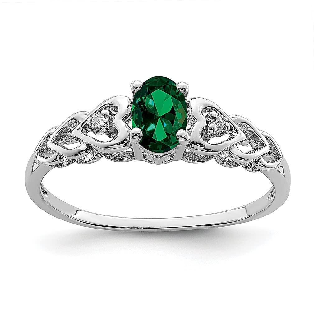 925 Sterling Silver Green Emerald & Diamond Band Ring - May Birthstone Jewelry for Women, Elegant Gift for Her | Perfect for Weddings, Anniversaries & Special Occasions