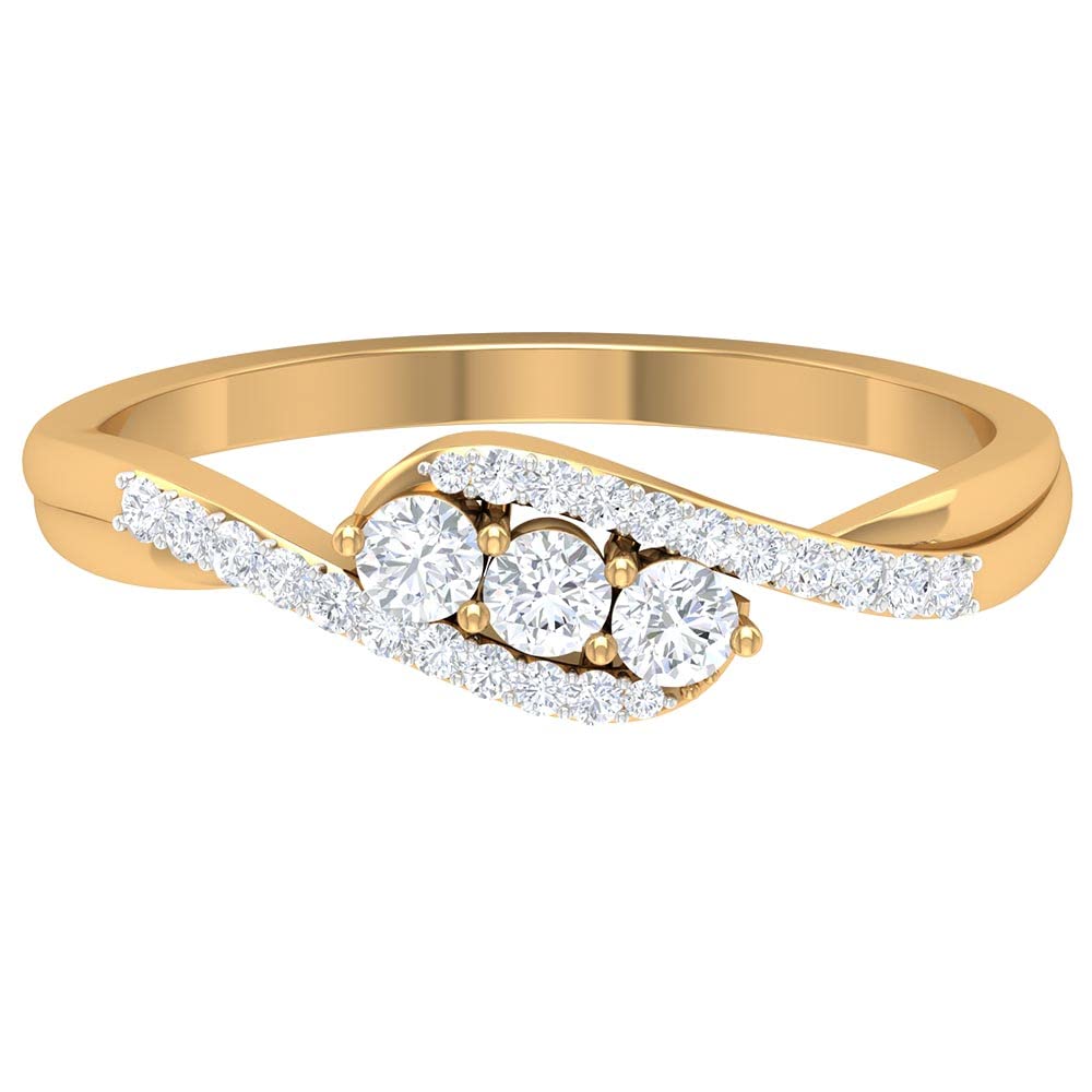1/2 CT Diamond Promise Ring for Women - 14K Solid Gold Three Stone Engagement Ring - Elegant & Timeless Jewelry Gift for Her - Perfect for Anniversaries, Proposals & Special Occasions