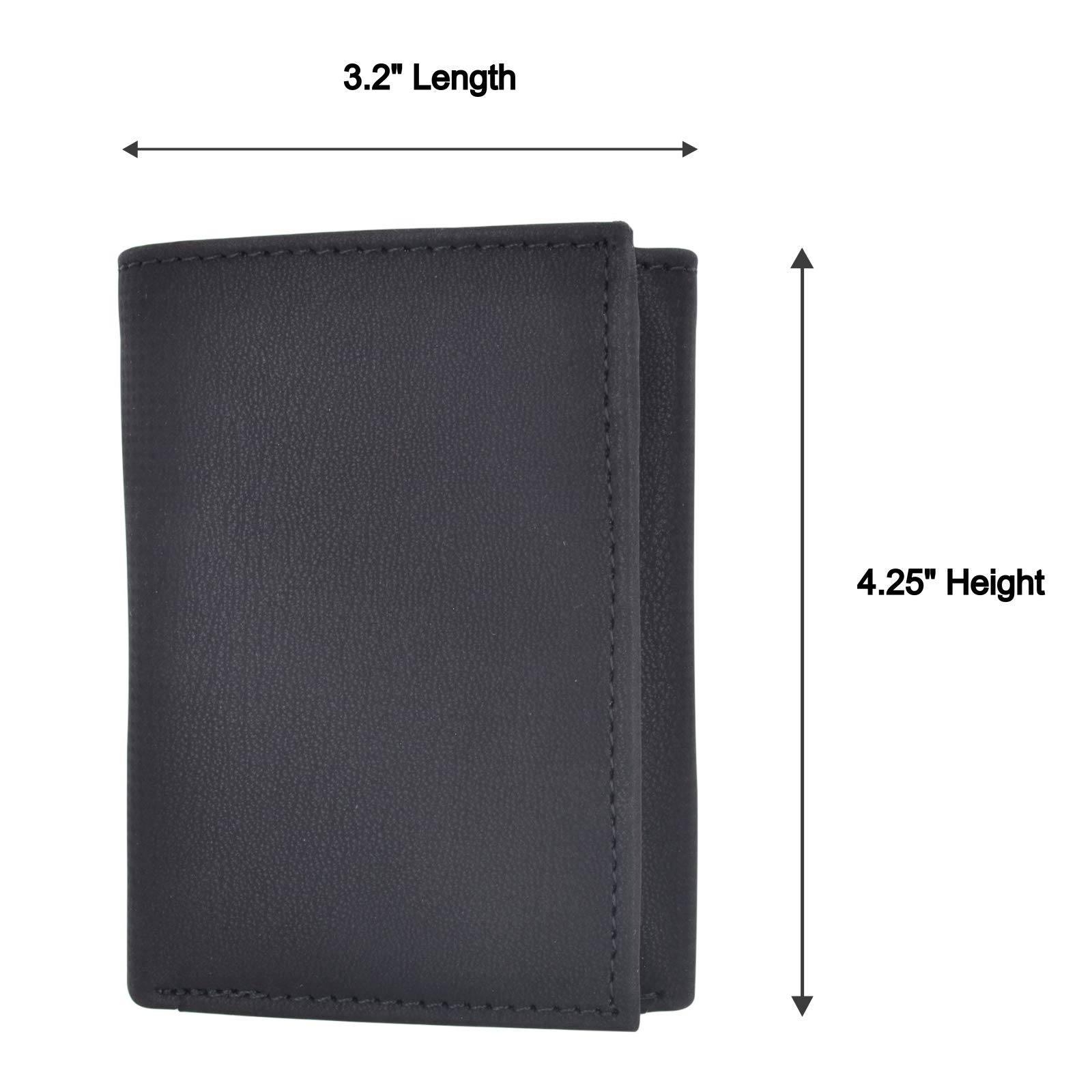 Vegan Leather RFID Blocking Trifold Wallet for Men with 2 ID Windows & Extra Card Slots - Slim Minimalist Design for Everyday Carry, Travel & Business Use