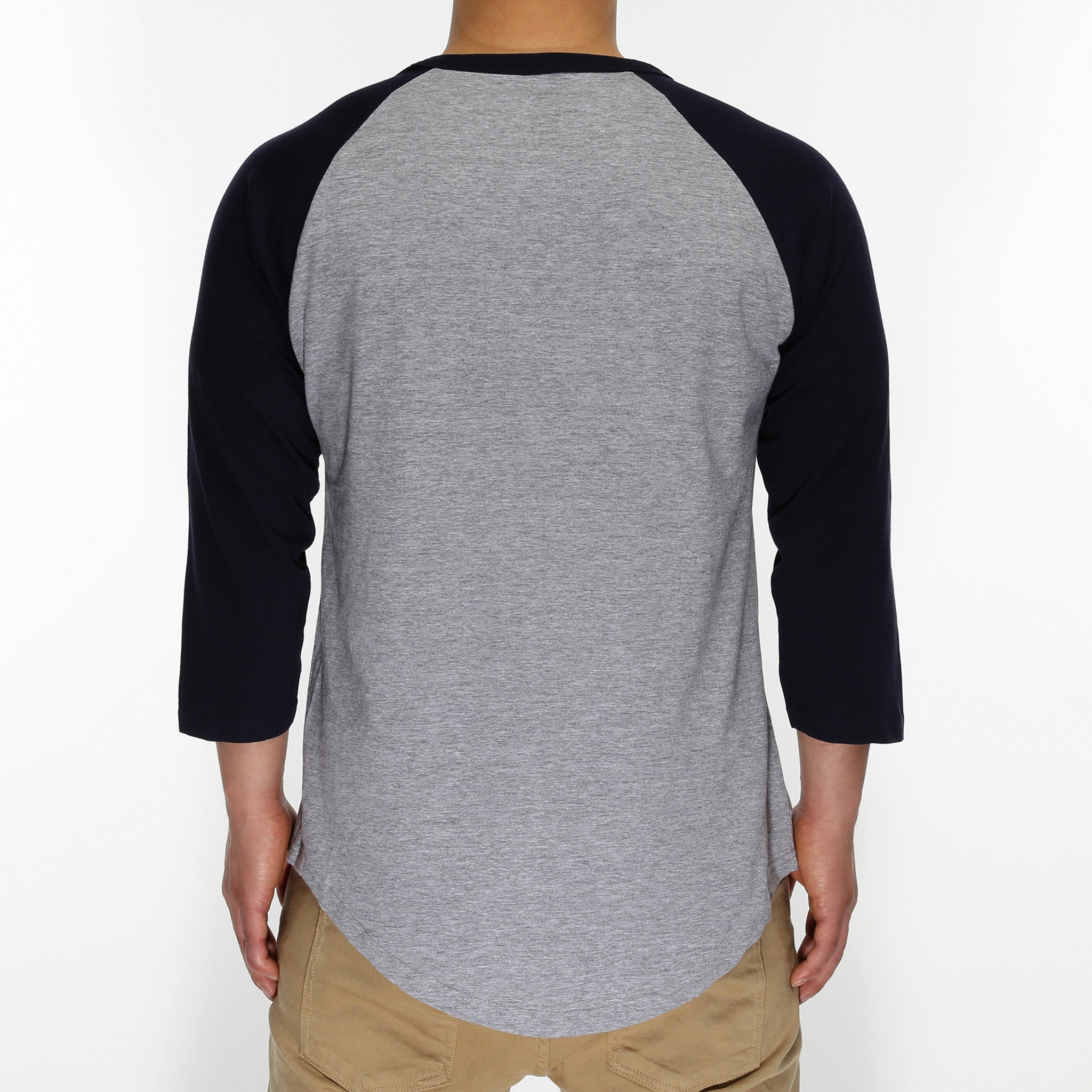 New Star 3/4 Sleeve Baseball Tee for Men & Women - Soft Heather Grey/Navy Blue Raglan Shirt - Casual Vintage Style Top for Baseball Games, Streetwear & Everyday Outfits