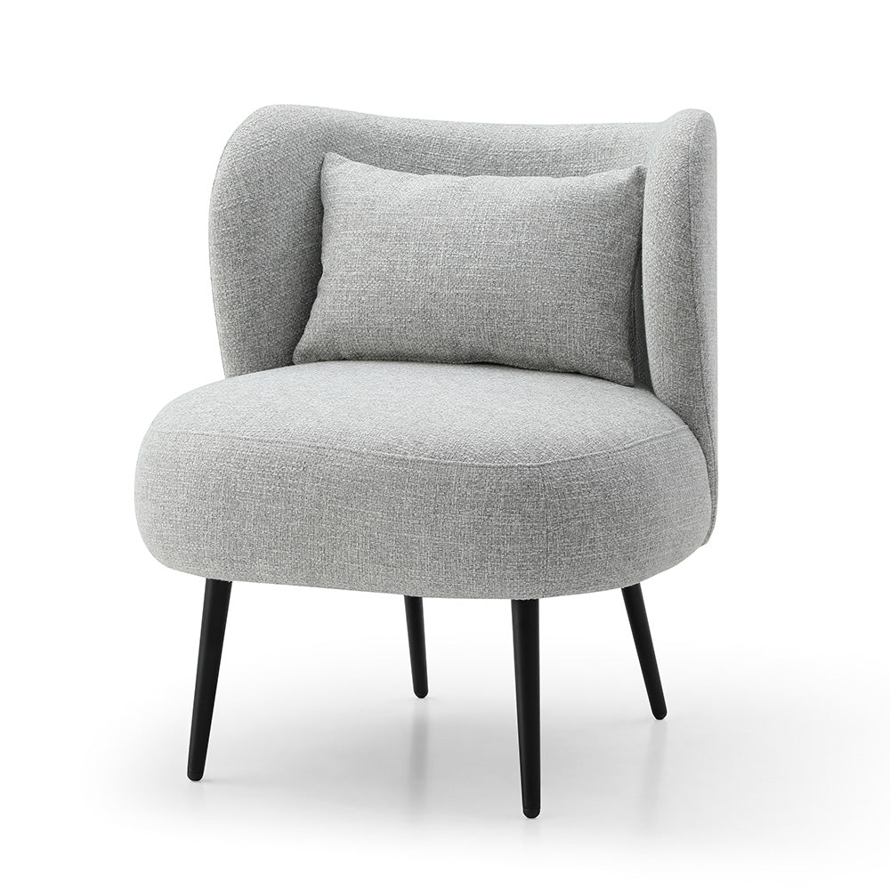 SASHA Lounge Chair - Modern Light Grey & Black Accent Recliner for Living Room, Bedroom, or Office - Comfortable Upholstered Armchair with Sturdy Metal Legs - Perfect for Relaxing, Reading, or Watching TV