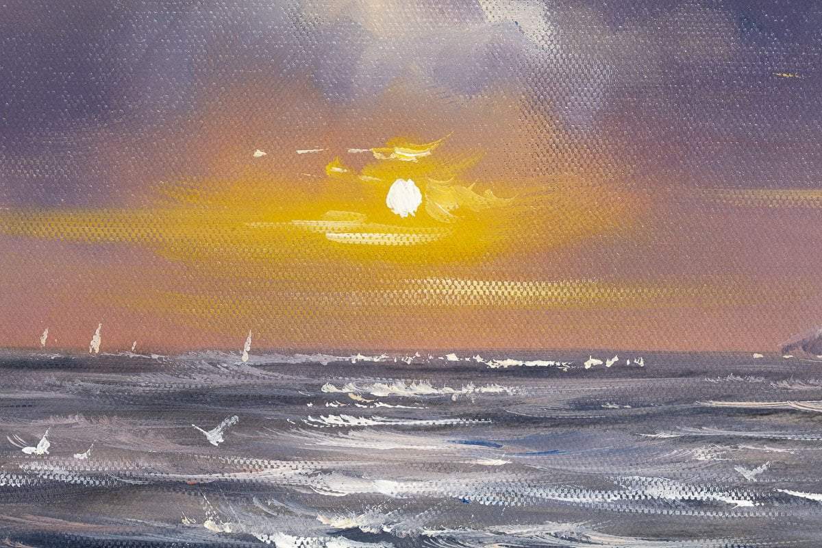 Original Tidal Sunset Painting - Handmade Wall Art for Home & Office Decor - Perfect for Living Room, Bedroom, or Gift