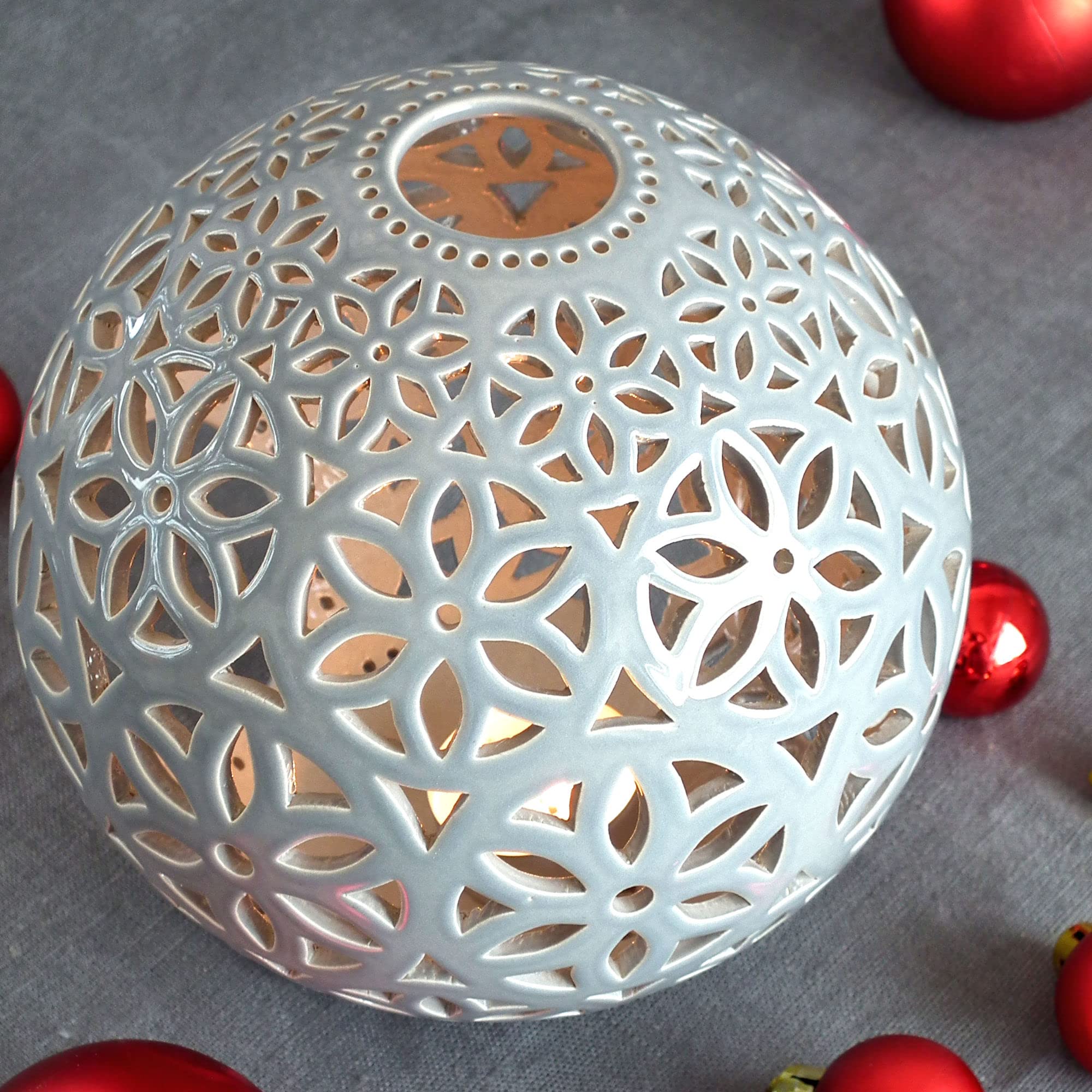 Scandinavian Style Gray Ceramic Candle Holder - Handmade Tealight Lantern for Nordic Home Decor | Perfect for Cozy Living Room, Bedroom & Wedding Centerpiece Decorations